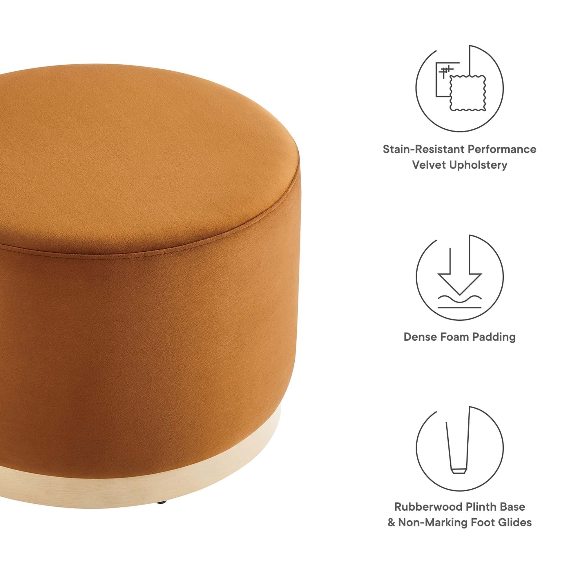 Round Performance Velvet Upholstered Ottoman – 23 Inch - Image 27