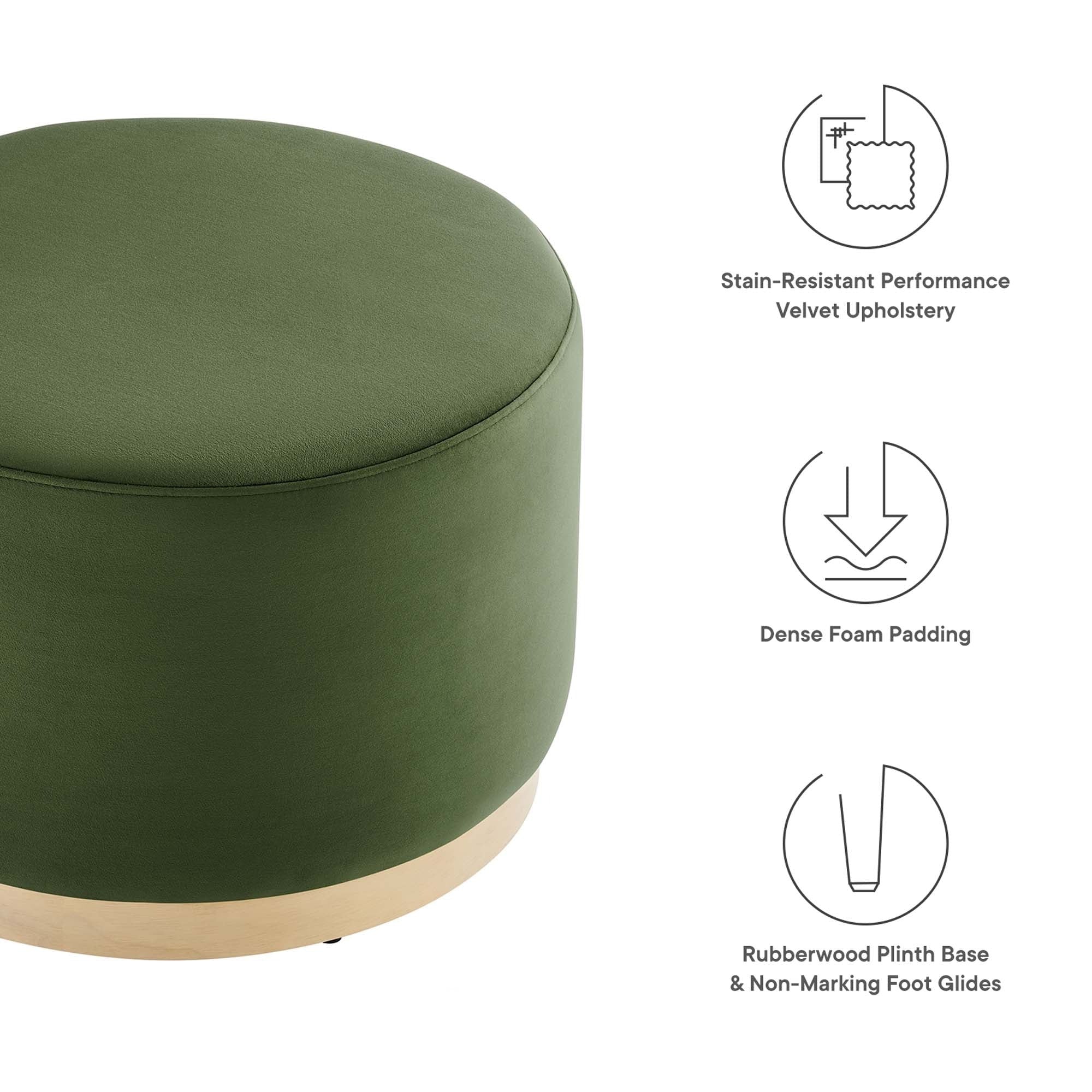 Round Performance Velvet Upholstered Ottoman – 23 Inch - Image 3