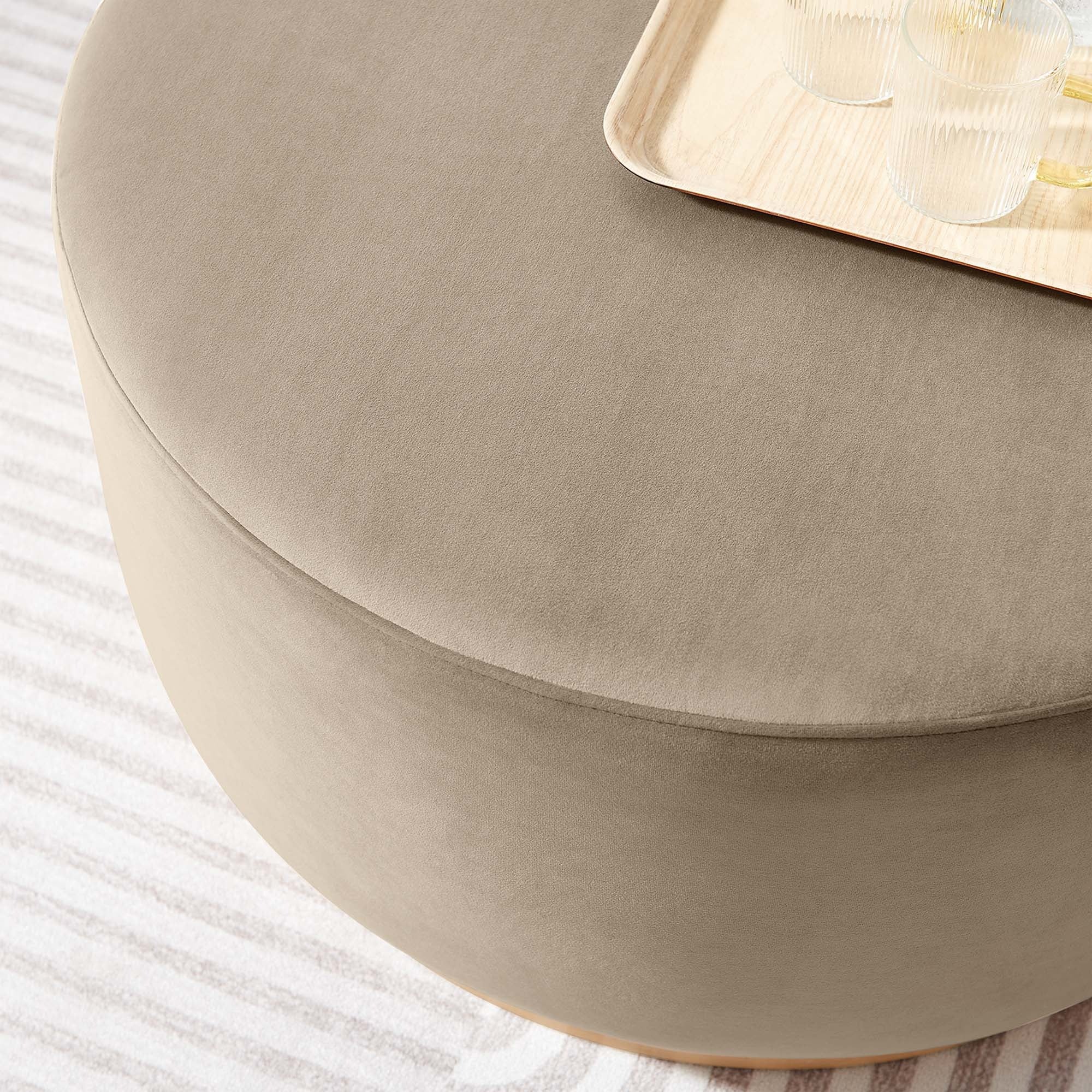 Round Performance Velvet Upholstered Ottoman – 29 Inch - Image 12