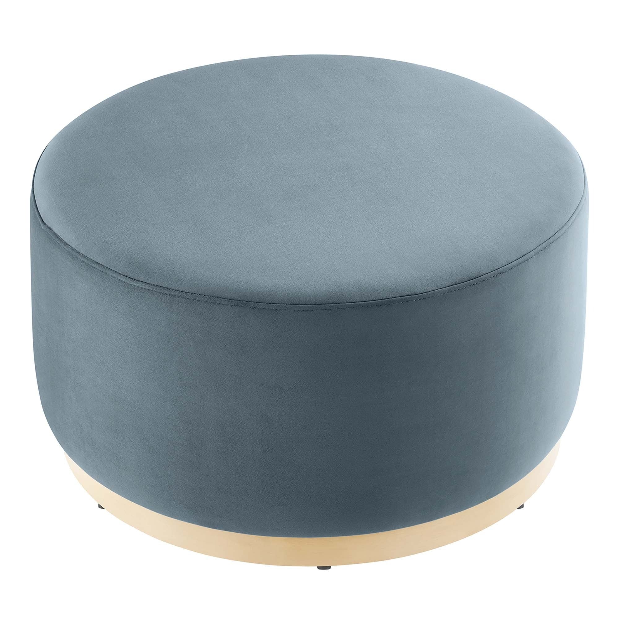 Round Performance Velvet Upholstered Ottoman – 29 Inch - Image 27