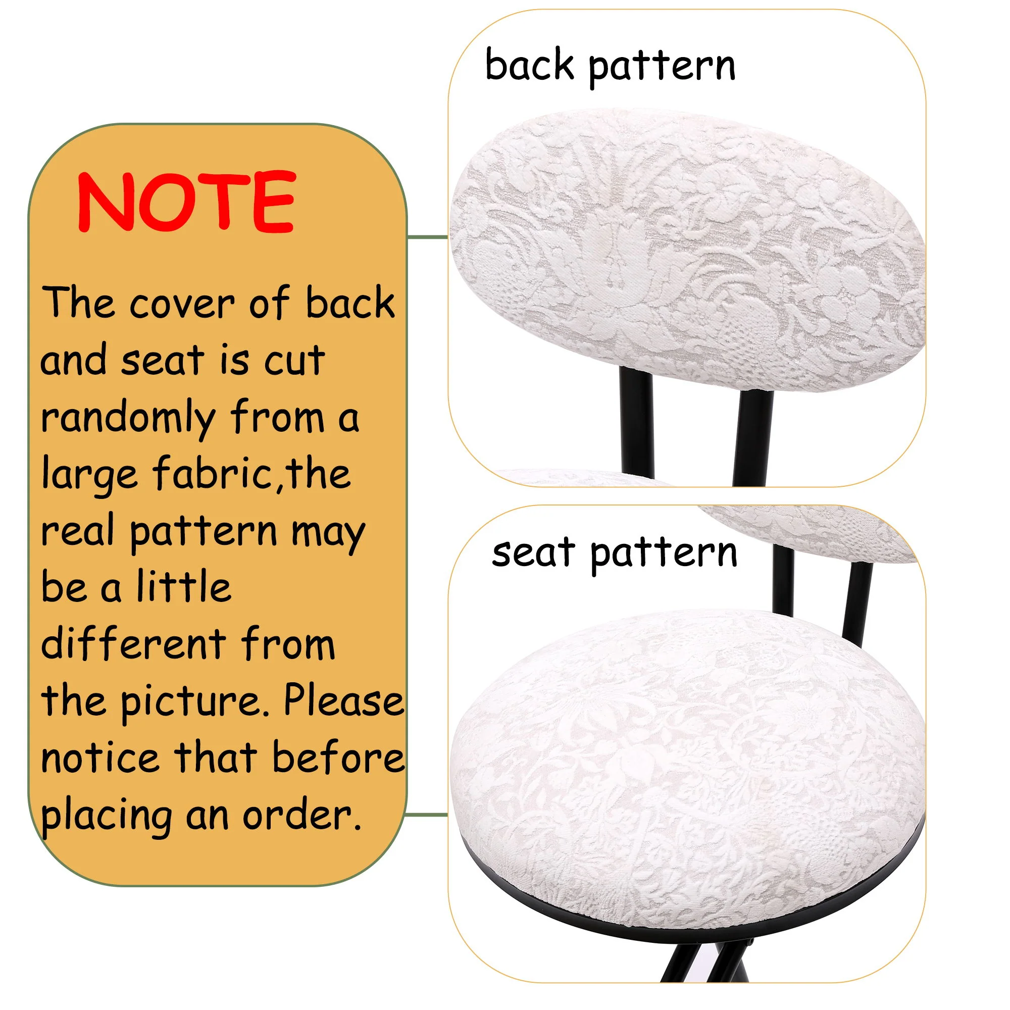 Round Print Bar Stools Upholstered Chairs For Kitchen (Set of 2) - Image 3