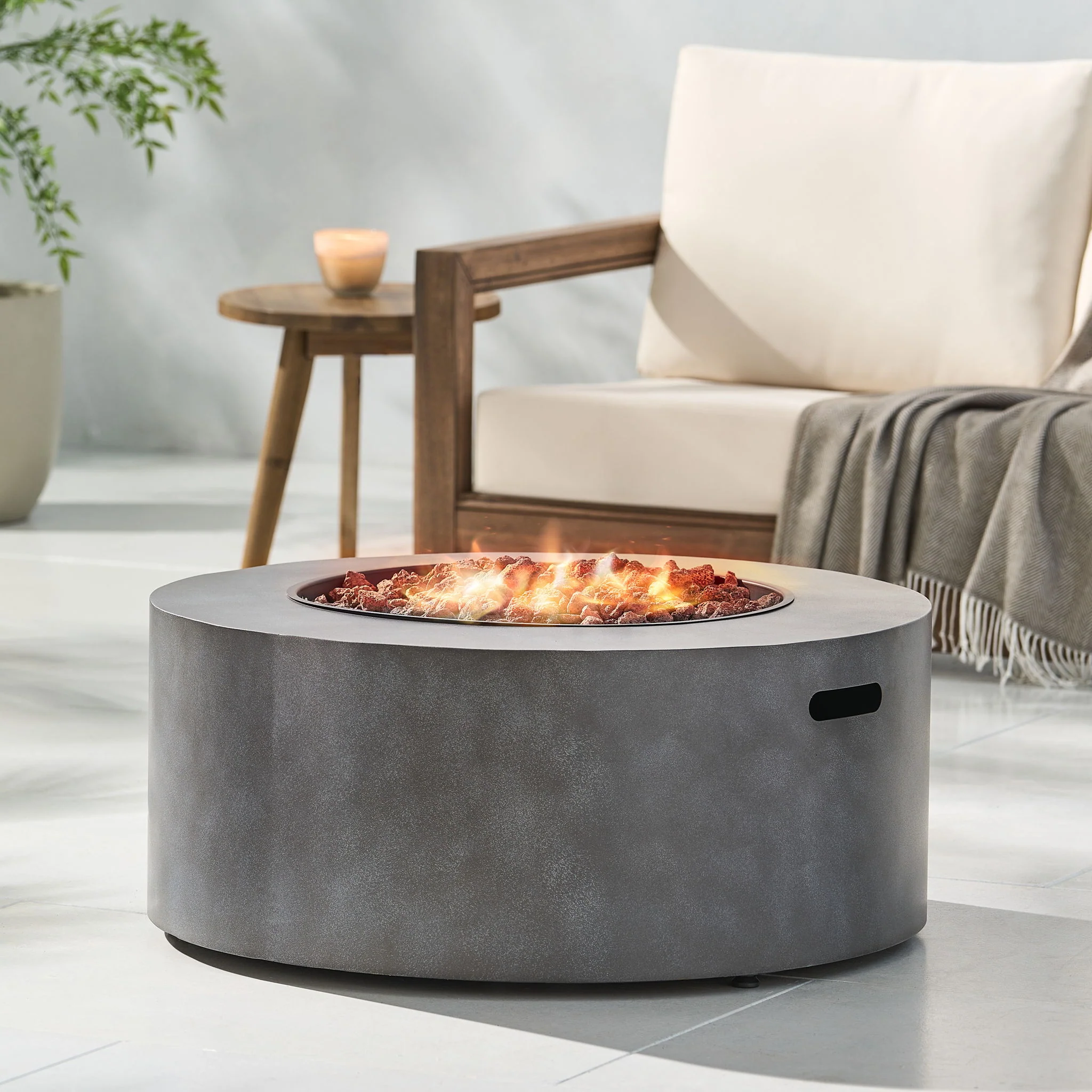 Round Propane Fire Pit Table Modern Outdoor Patio Heater 40000 BTU - Image 28