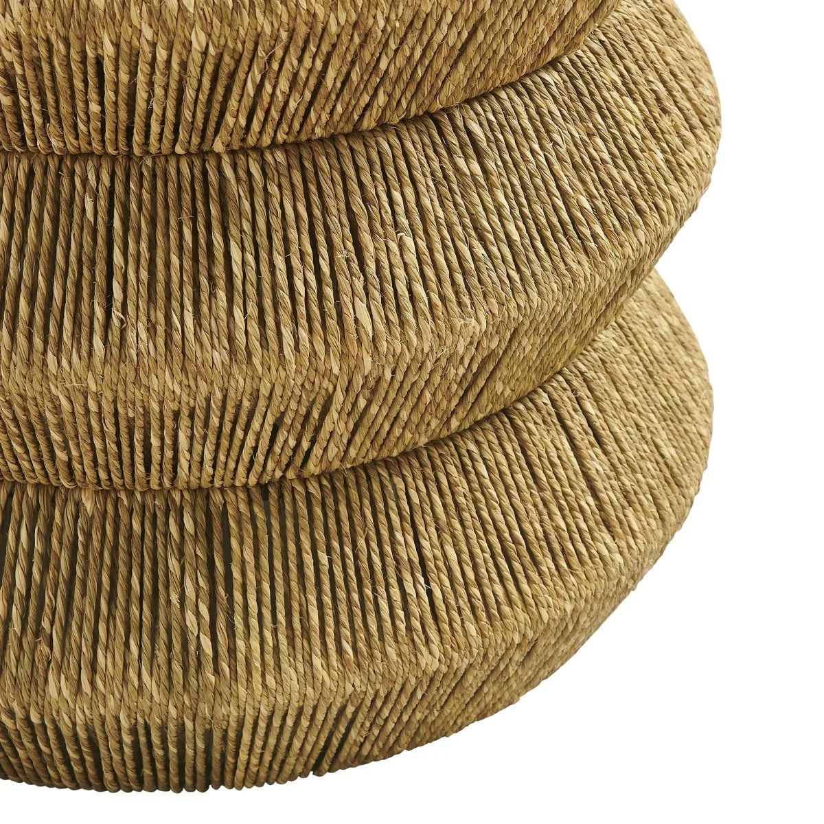 Round Seagrass and Wood Side Table Drum Design – 18 Inch - Image 3