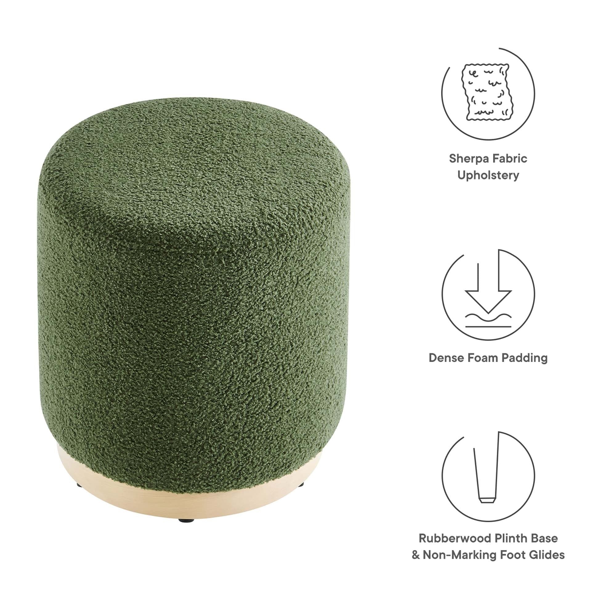 Round Sherpa Upholstered Ottoman – 16 Inch - Image 11