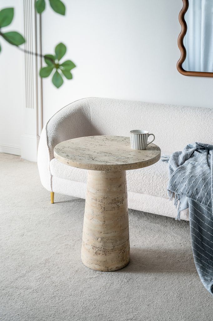 Round Side Table With Pedestal Base - Image 3