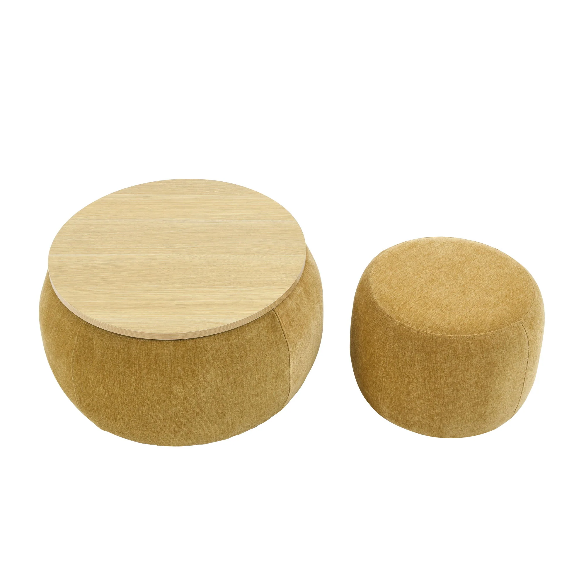 Round Storage Ottoman, 2 In 1 Function, End Table And Ottoman - Image 4