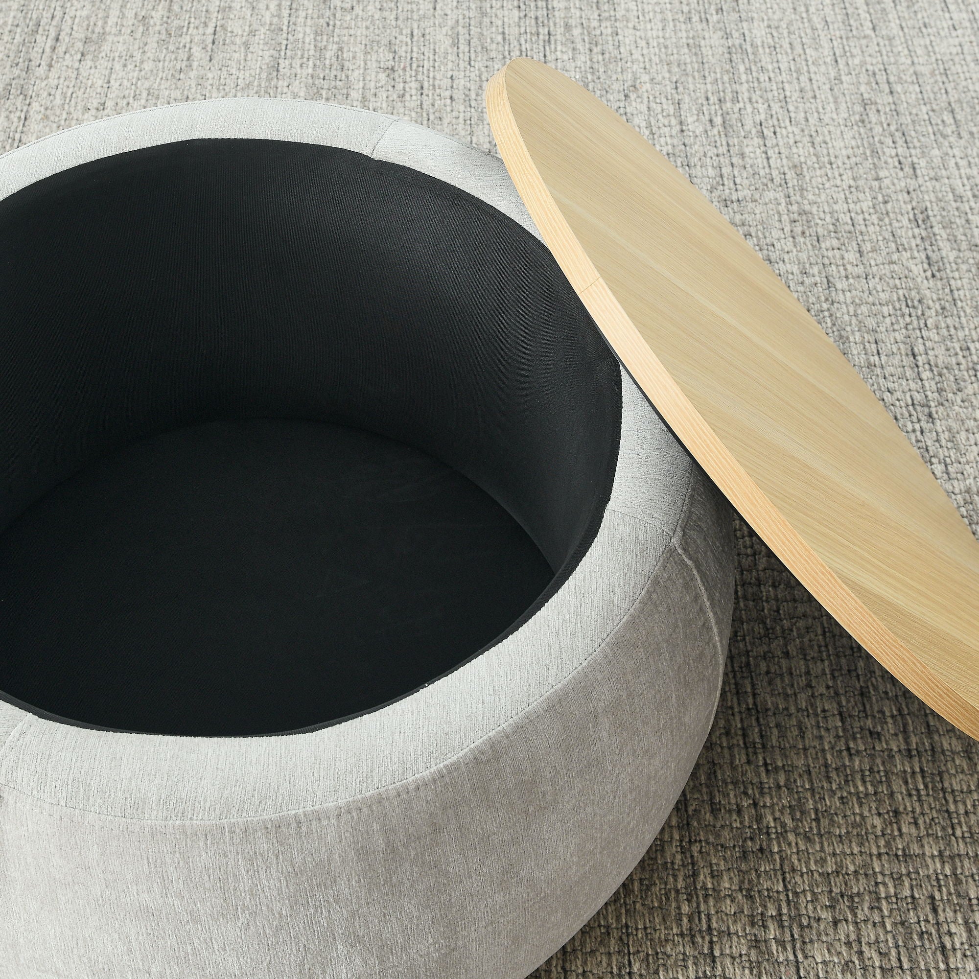 Round Storage Ottoman, 2 In 1 Function, End Table And Ottoman - Image 9