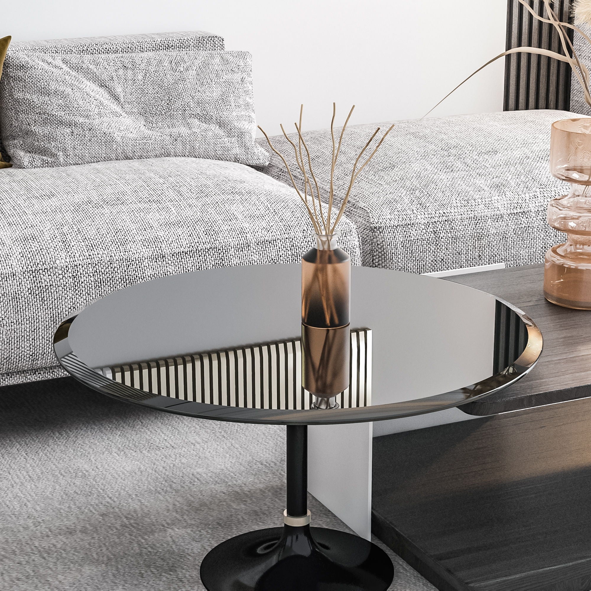 Round Tempered Glass Table Top Glass Thick Beveled Polished Edge - Image 2