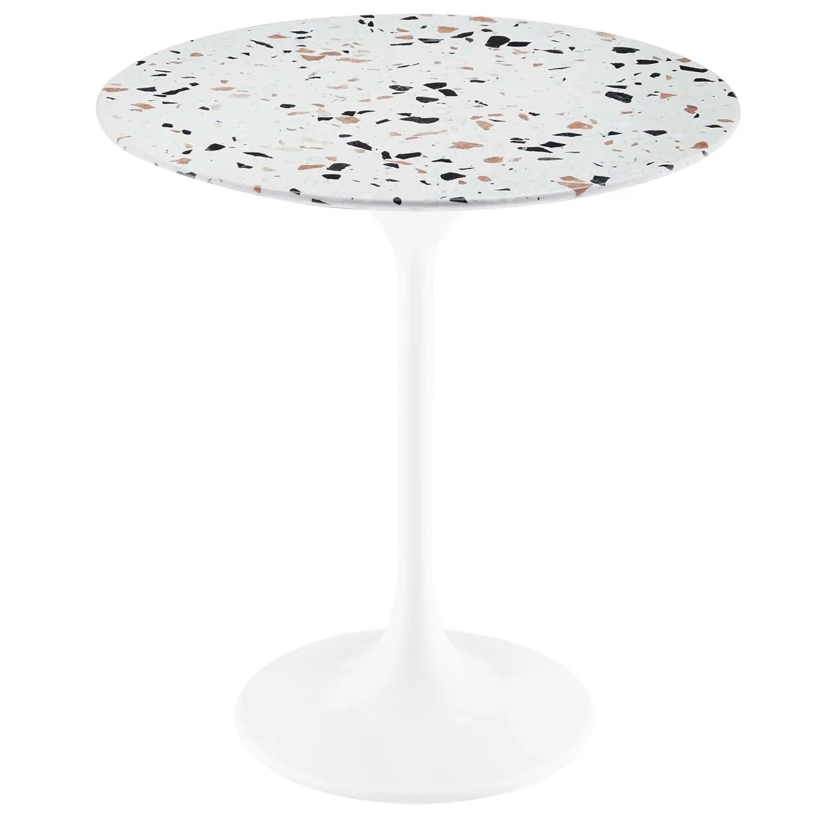 Round Terrazzo Side Table with Pedestal Base – 20 Inch
