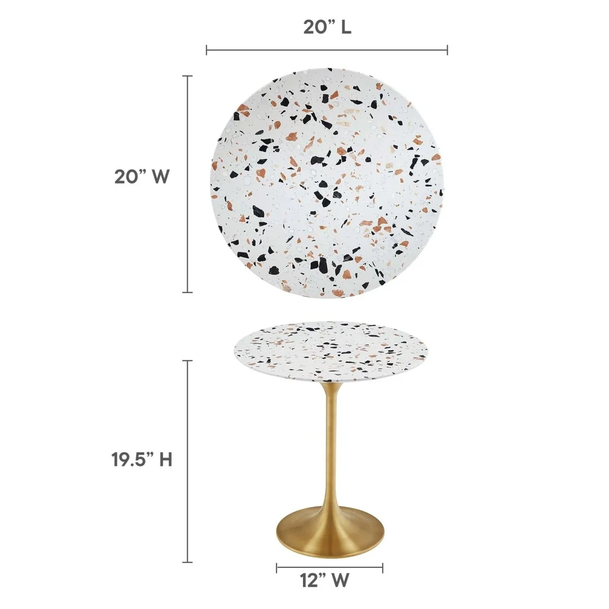 Round Terrazzo Side Table with Pedestal Base – 20 Inch - Image 11