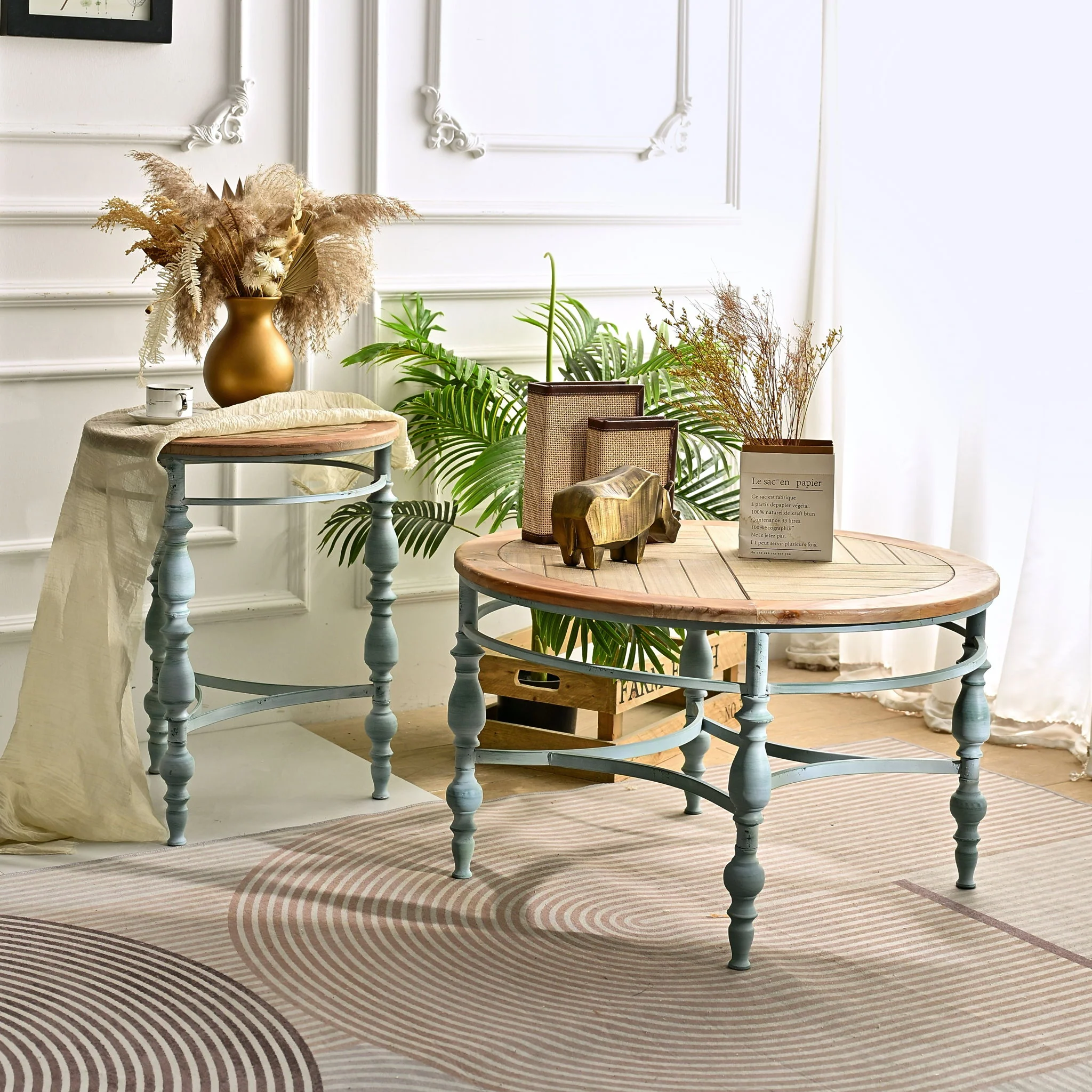 Round Top Carved Table For Living Room - Image 18