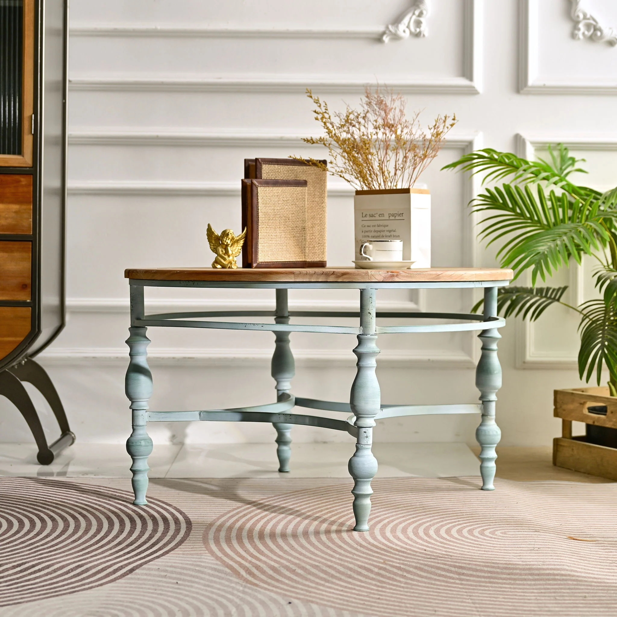 Round Top Carved Table For Living Room - Image 4