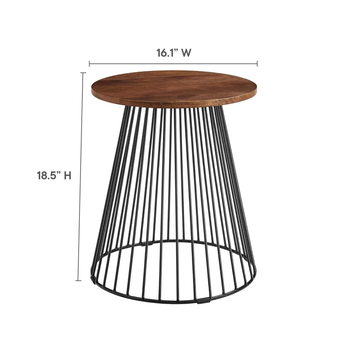 Round Wood and Metal Side Table – Walnut 16 Inch - Image 4