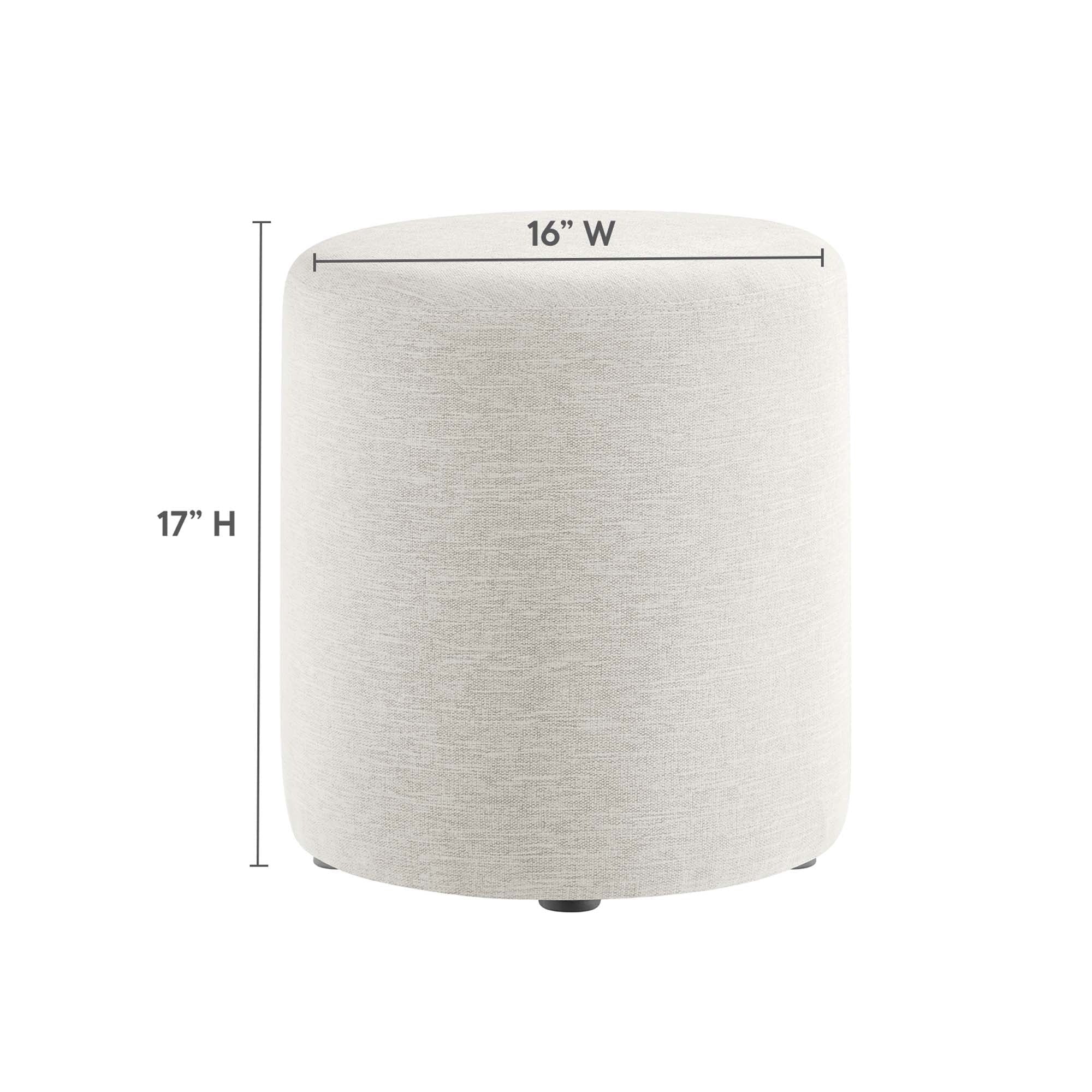 Round Woven Heathered Fabric Upholstered Ottoman – 16 Inch - Image 11