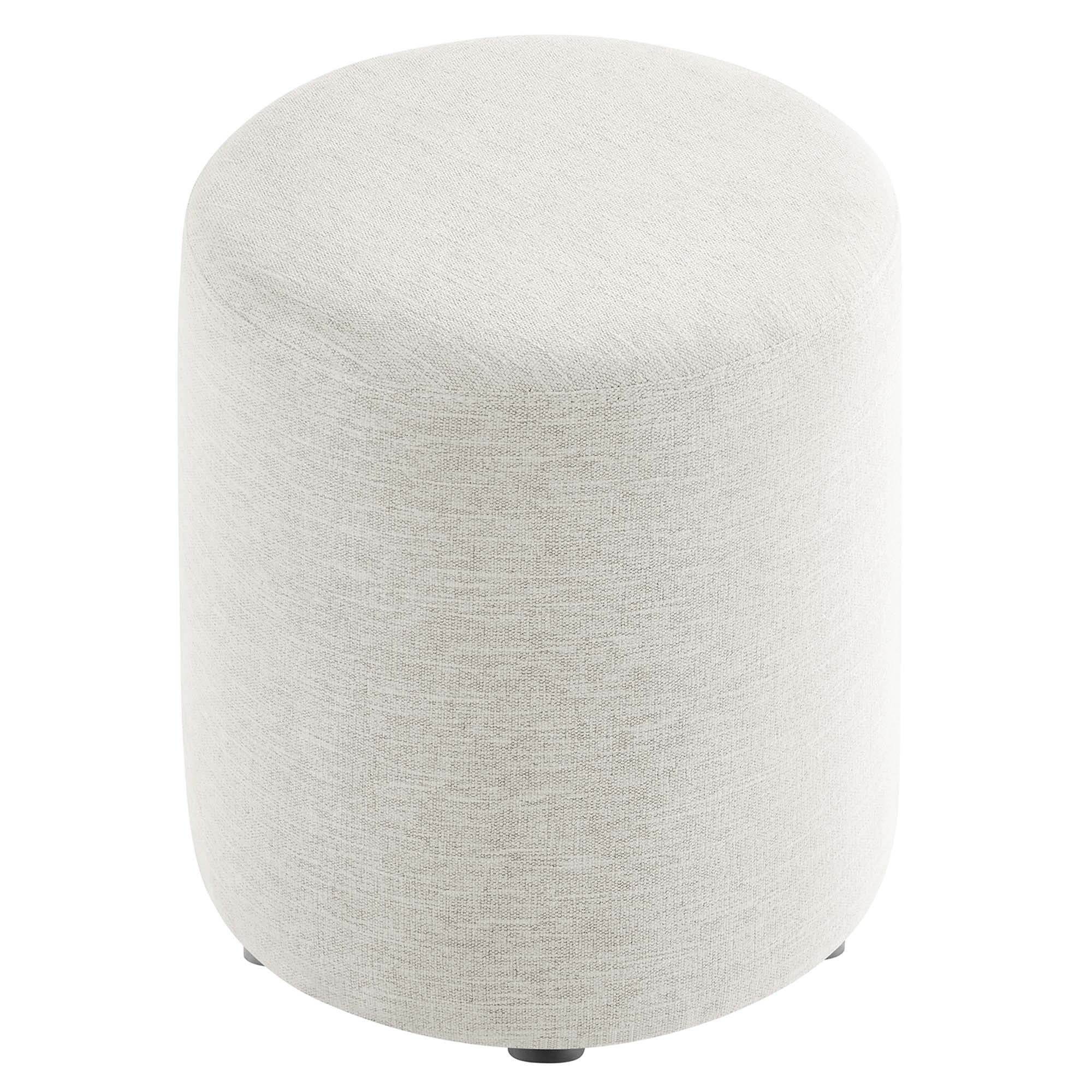 Round Woven Heathered Fabric Upholstered Ottoman – 16 Inch - Image 14