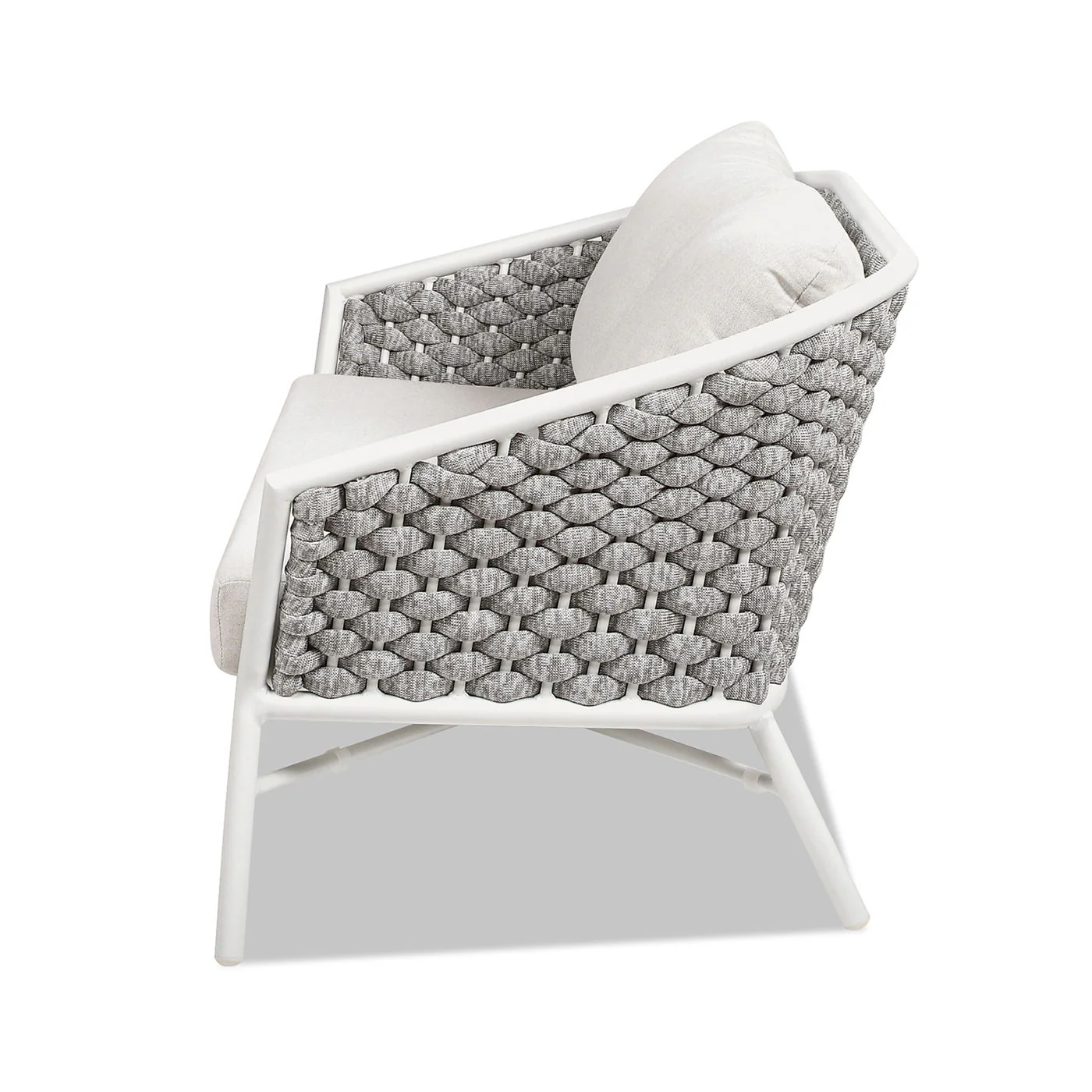 Rowan - Rope Barrel Back Patio Conversation Loveseat Sofa - Optic White - Image 2