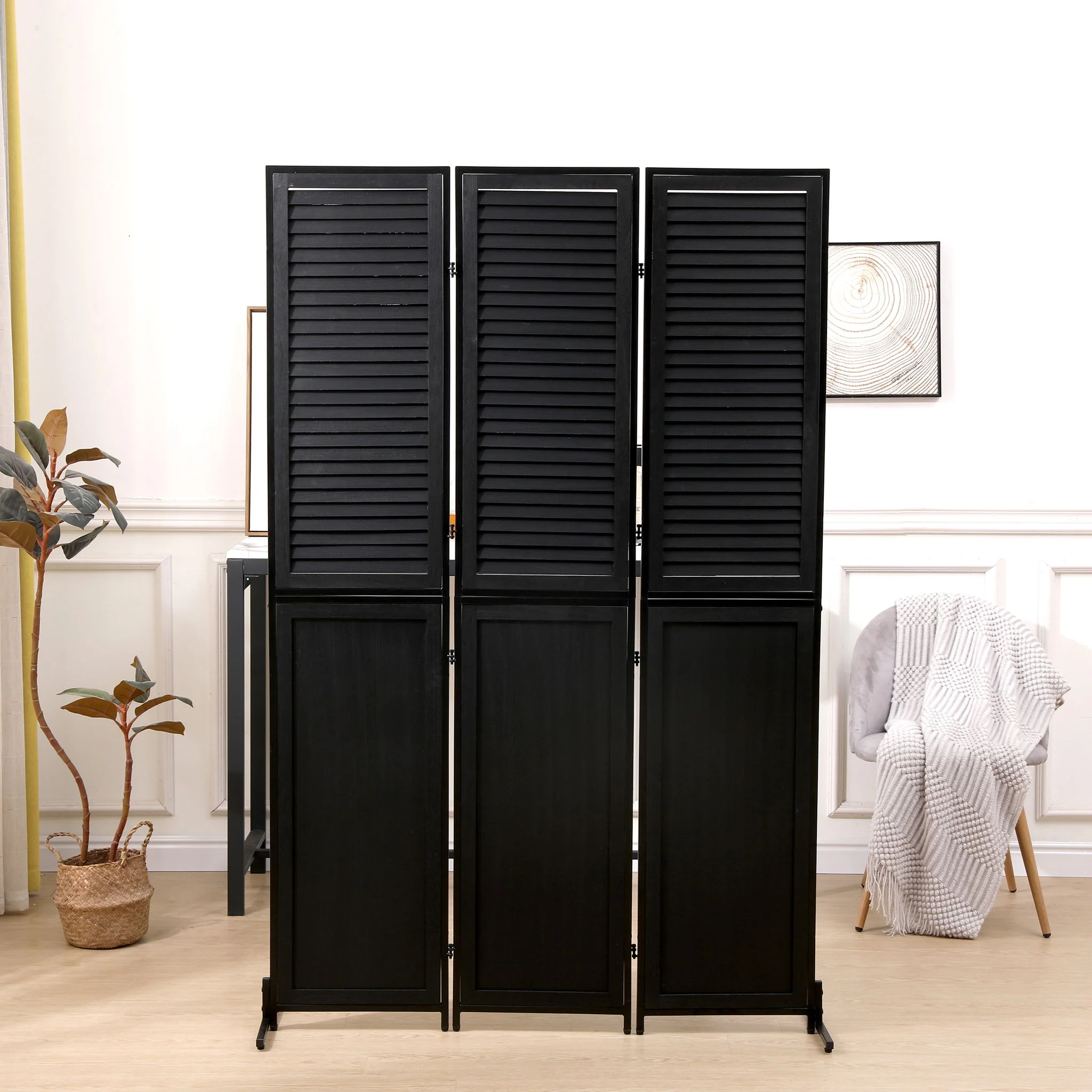 Rustic 3 Panel Room Dividers And Folding Privacy Screen - Image 5
