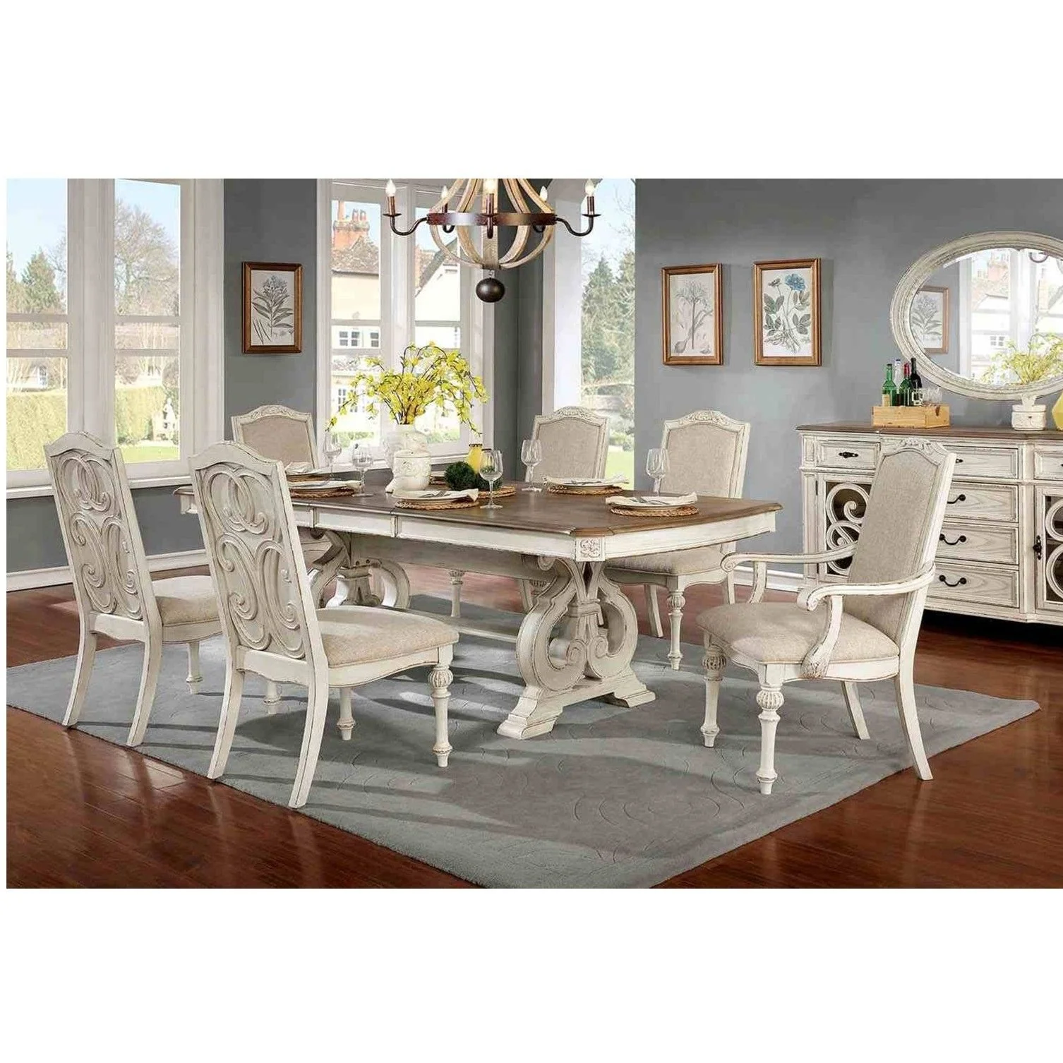 Rustic Dining Set With Table And Upholstered Chairs - Image 15