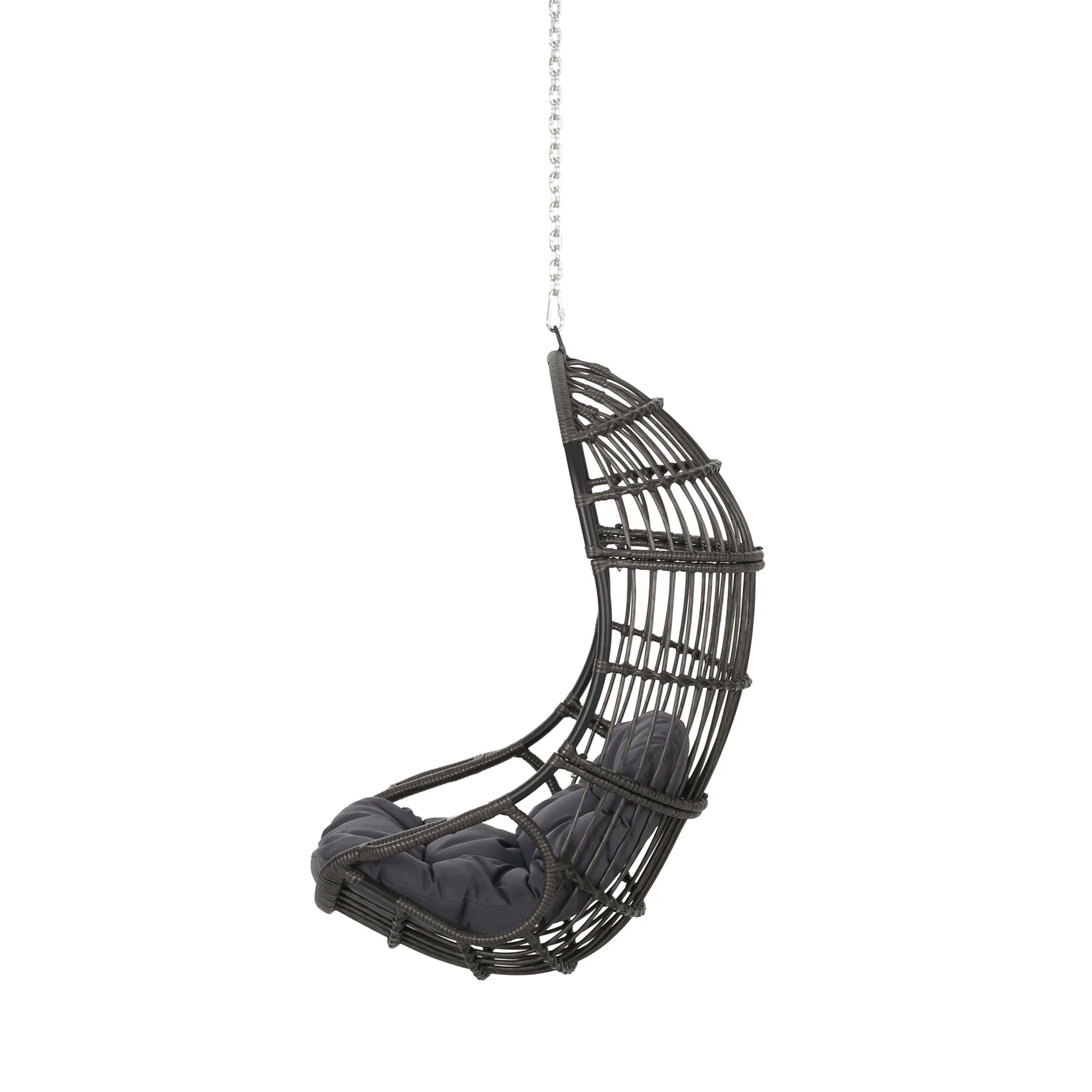 Rustic Hanging Basket Chair With Cushion - Image 6