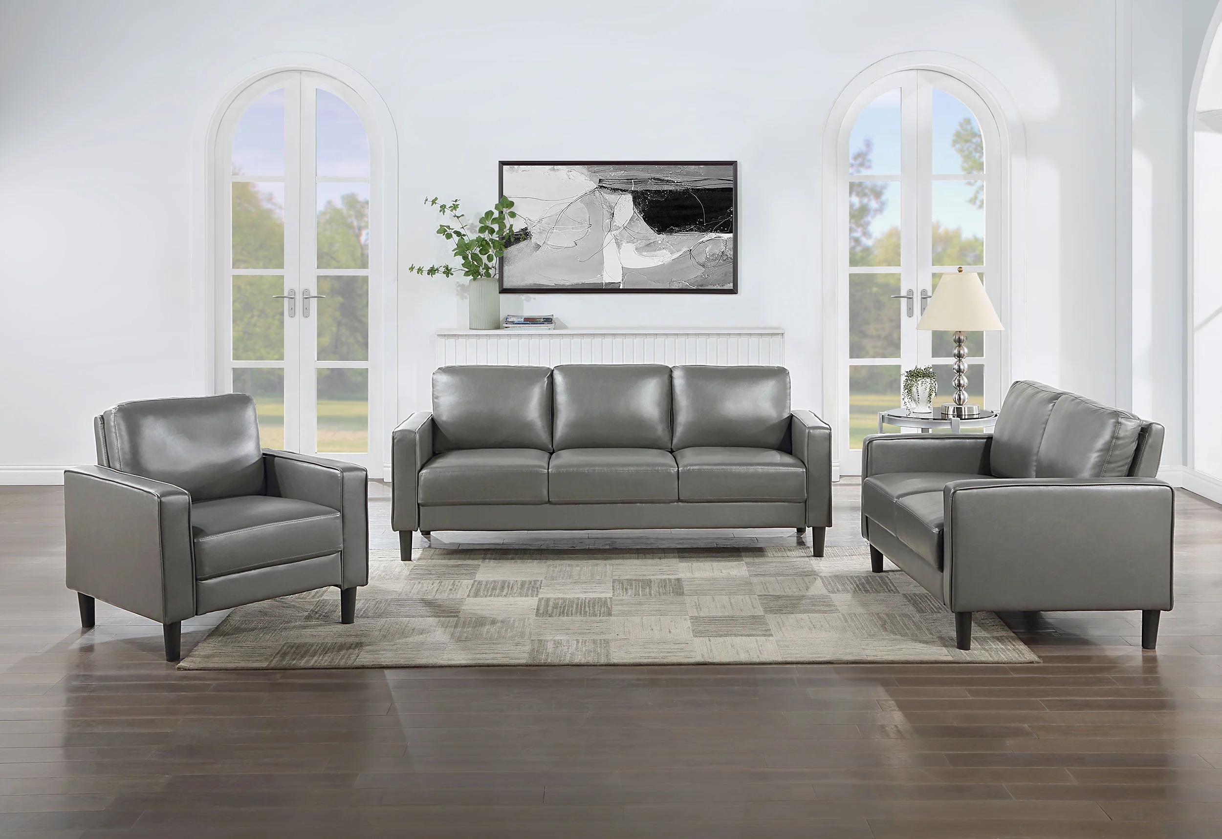 Ruth Upholstered Track Arm Accent Chair Grey - Image 11