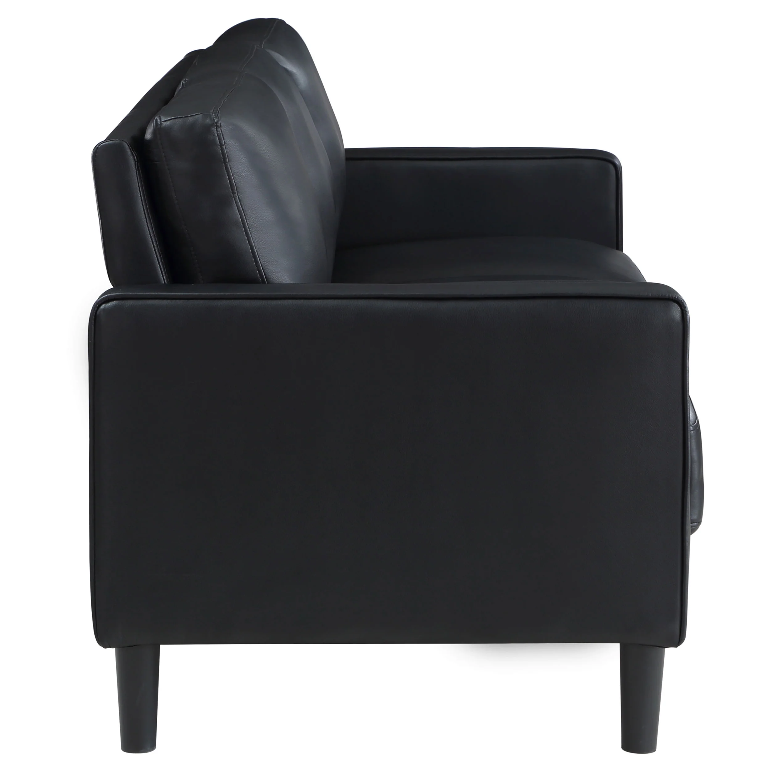 Ruth Upholstered Track Arm Sofa - Black Faux Leather - Image 10