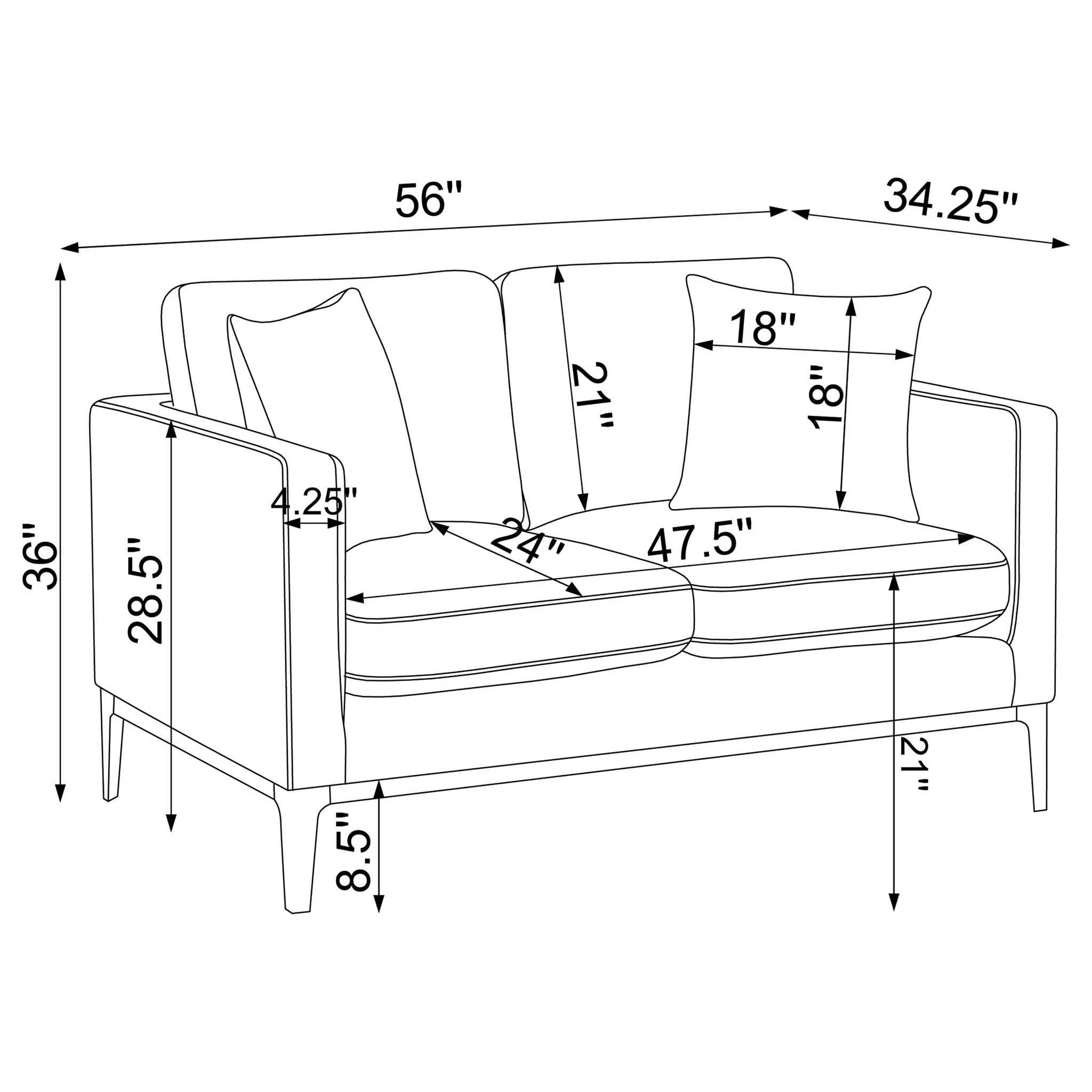Saba - Cushion Back Loveseat With Pillow Top Arms - Light Gray - Image 9