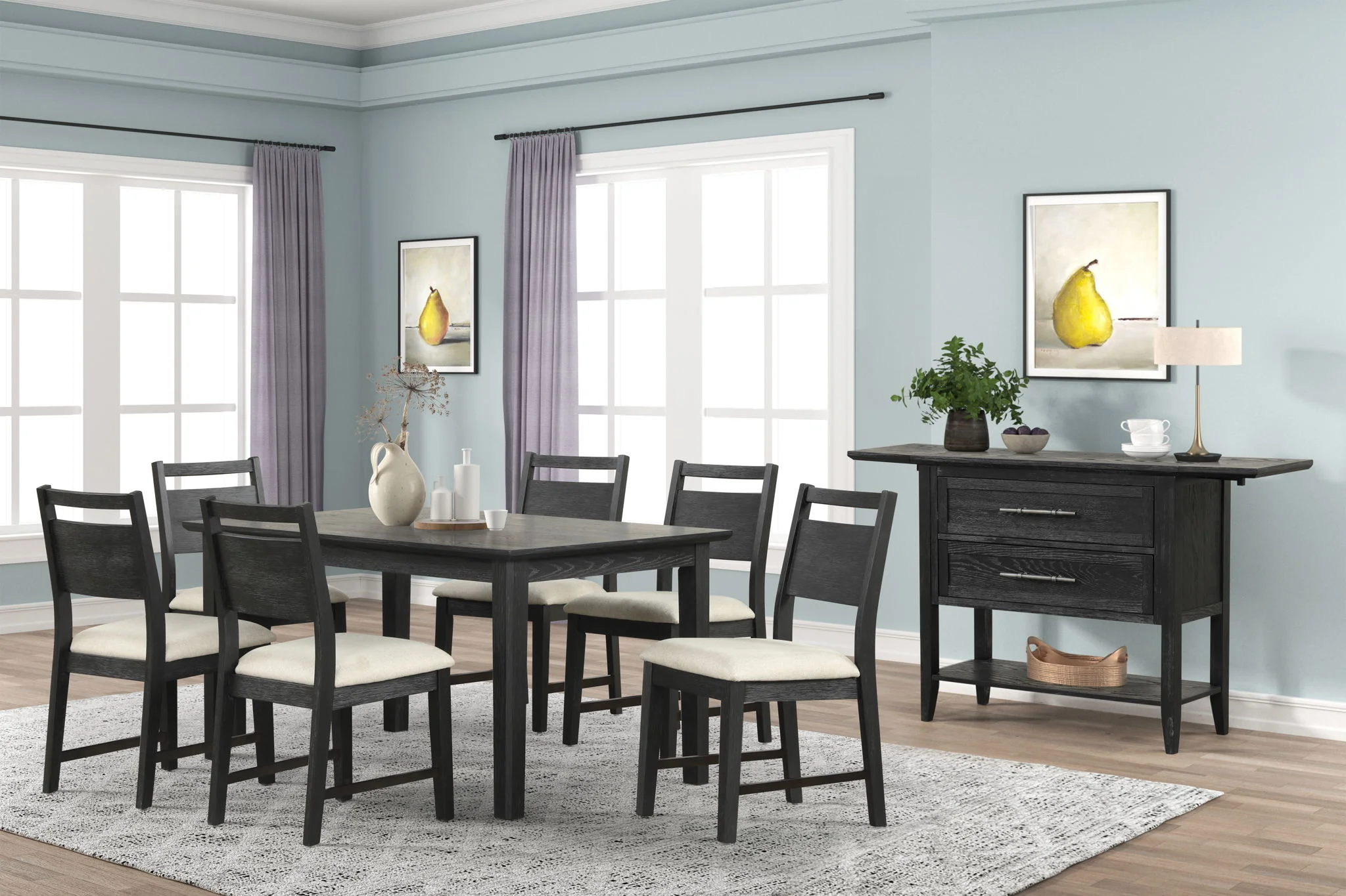 Sable Crest - 5 Piece Set (Round Dining Table & 4 Chairs) - Black - Image 3