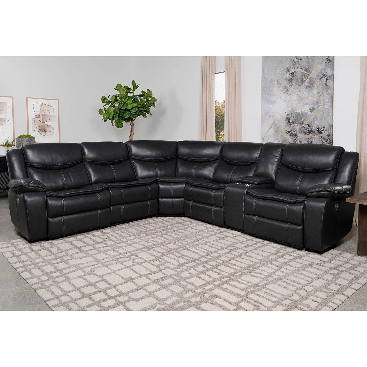 Salerno - Upholstered Power Reclining Sectional Sofa - Dark Gray - Image 6