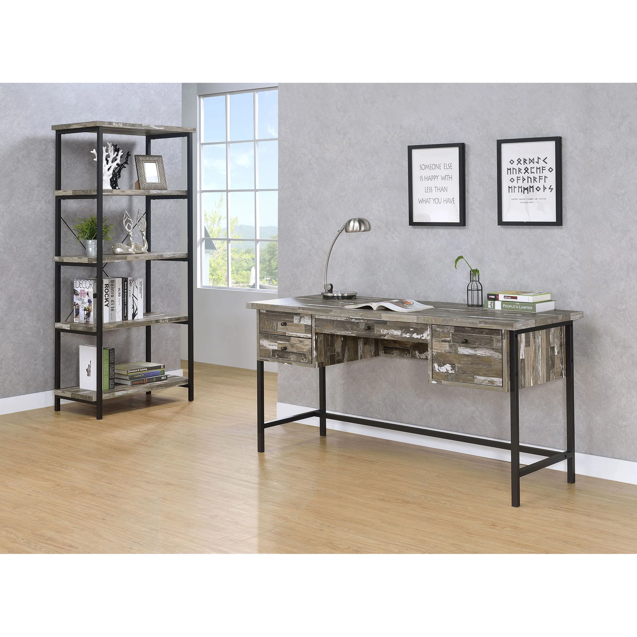 Salvaged - 4 Shelf Writing Desk With Hollow Board - Brown - Image 6
