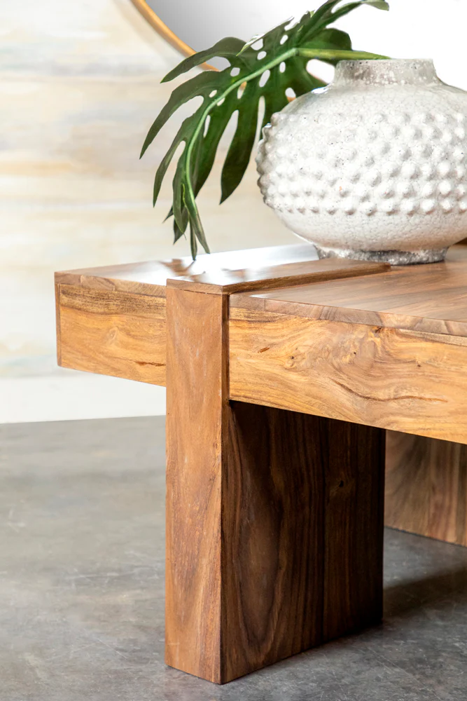 Samira Square Solid Wood Coffee Table Natural Sheesham - Image 13