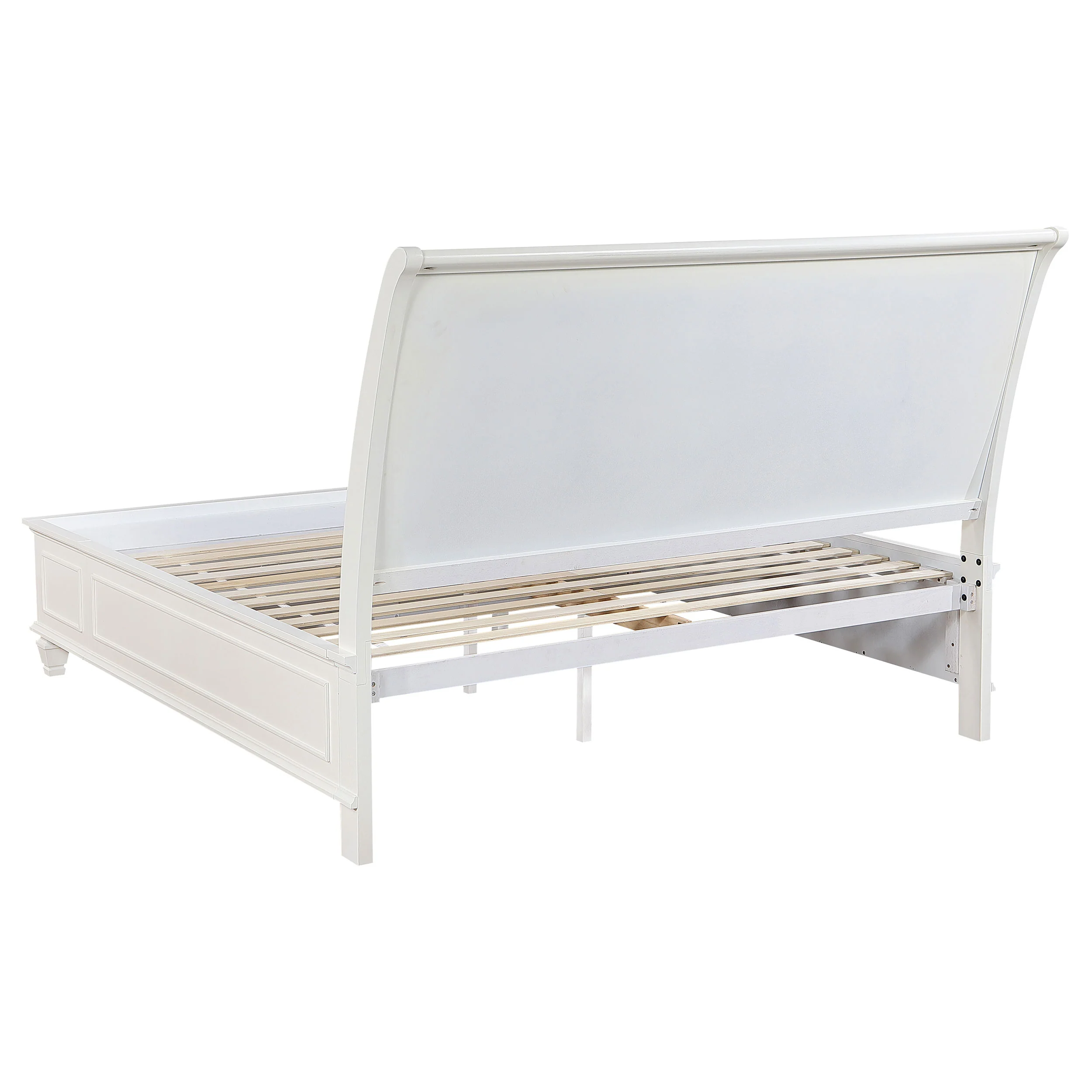 Sandy Beach Wood Eastern King Storage Panel Bed Cream White - Image 5