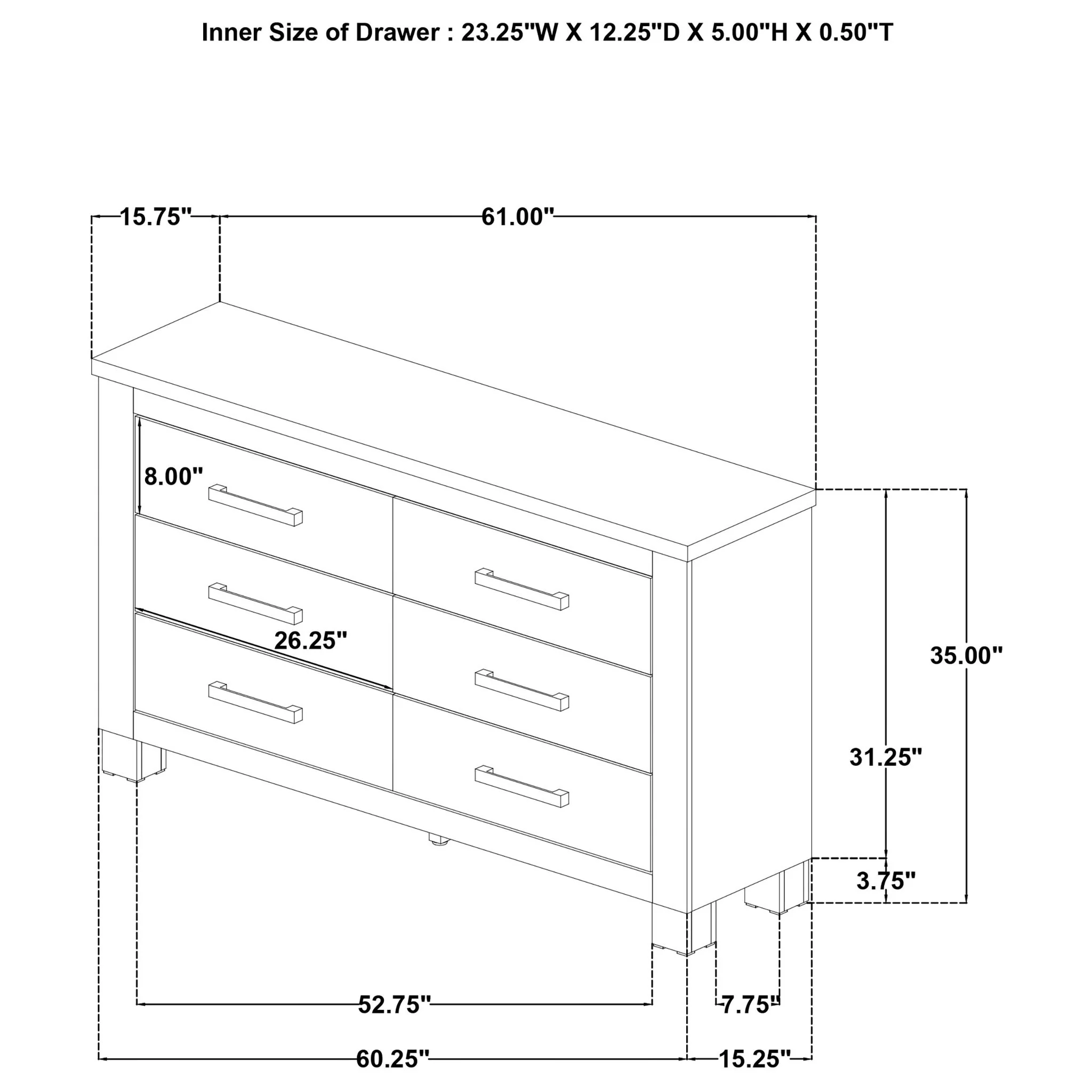 Sansome - 6 Drawer Bedroom Dresser With Pulls - Oak - Image 8