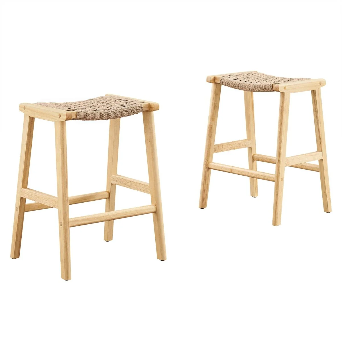Saoirse Woven Rope Wood Counter Stool Set of 2 - Image 7