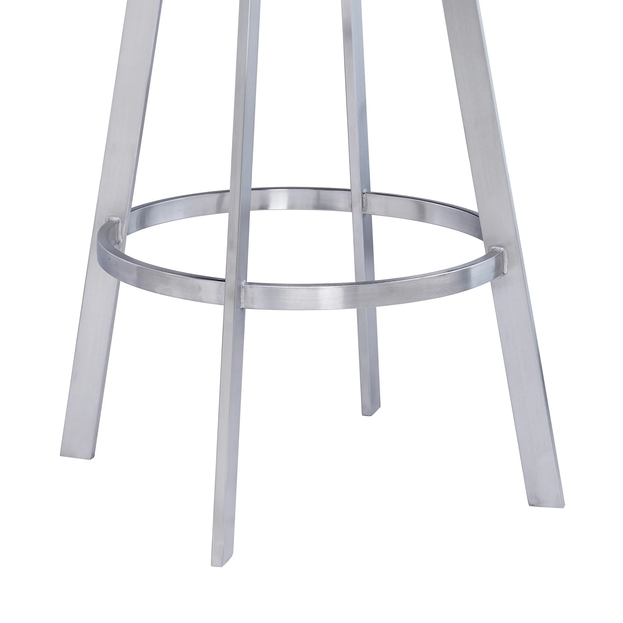 Saturn - 26" Counter Height Swivel Black Faux Leather And Brushed Stainless Steel Bar Stool - Image 4
