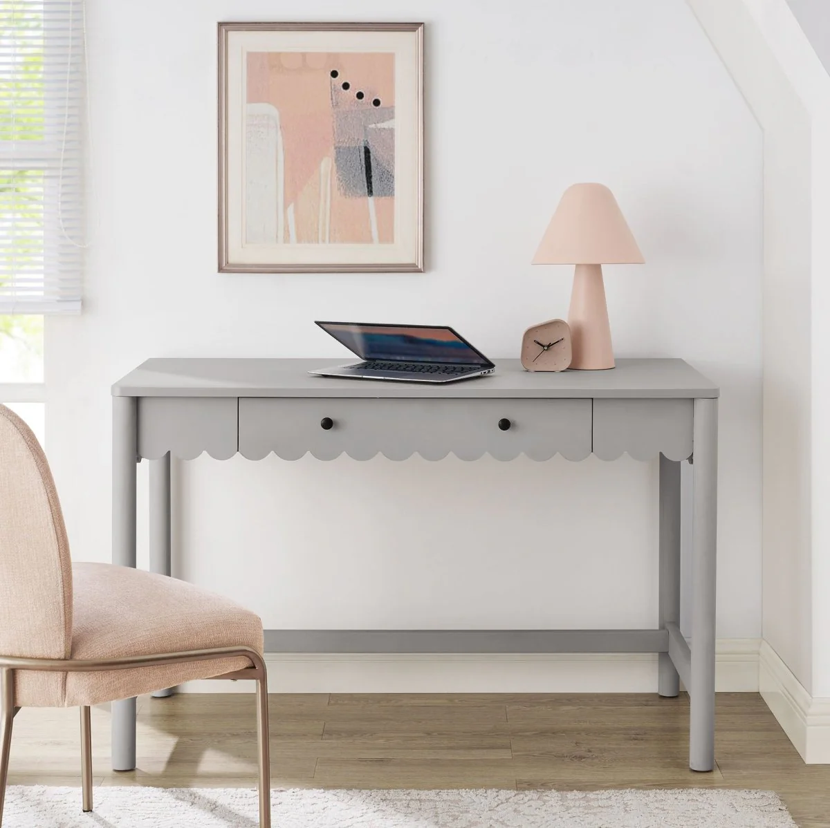 Scallop Writing Desk with Drawer — Elegant scallop-edged desk for home office and bedroom - Image 27