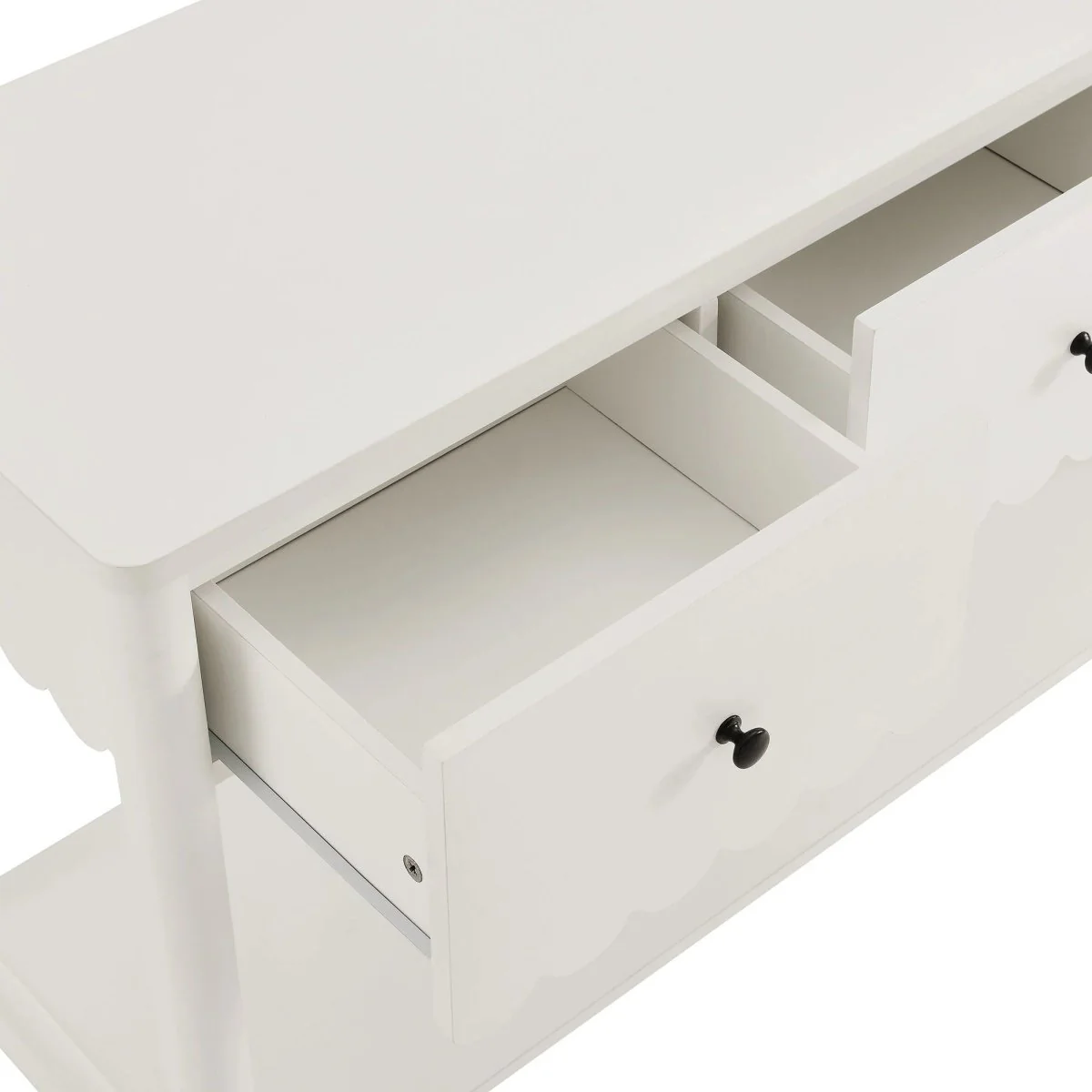 Scalloped Console Table with 3 Drawers and Shelf – 48 Inch - Image 25