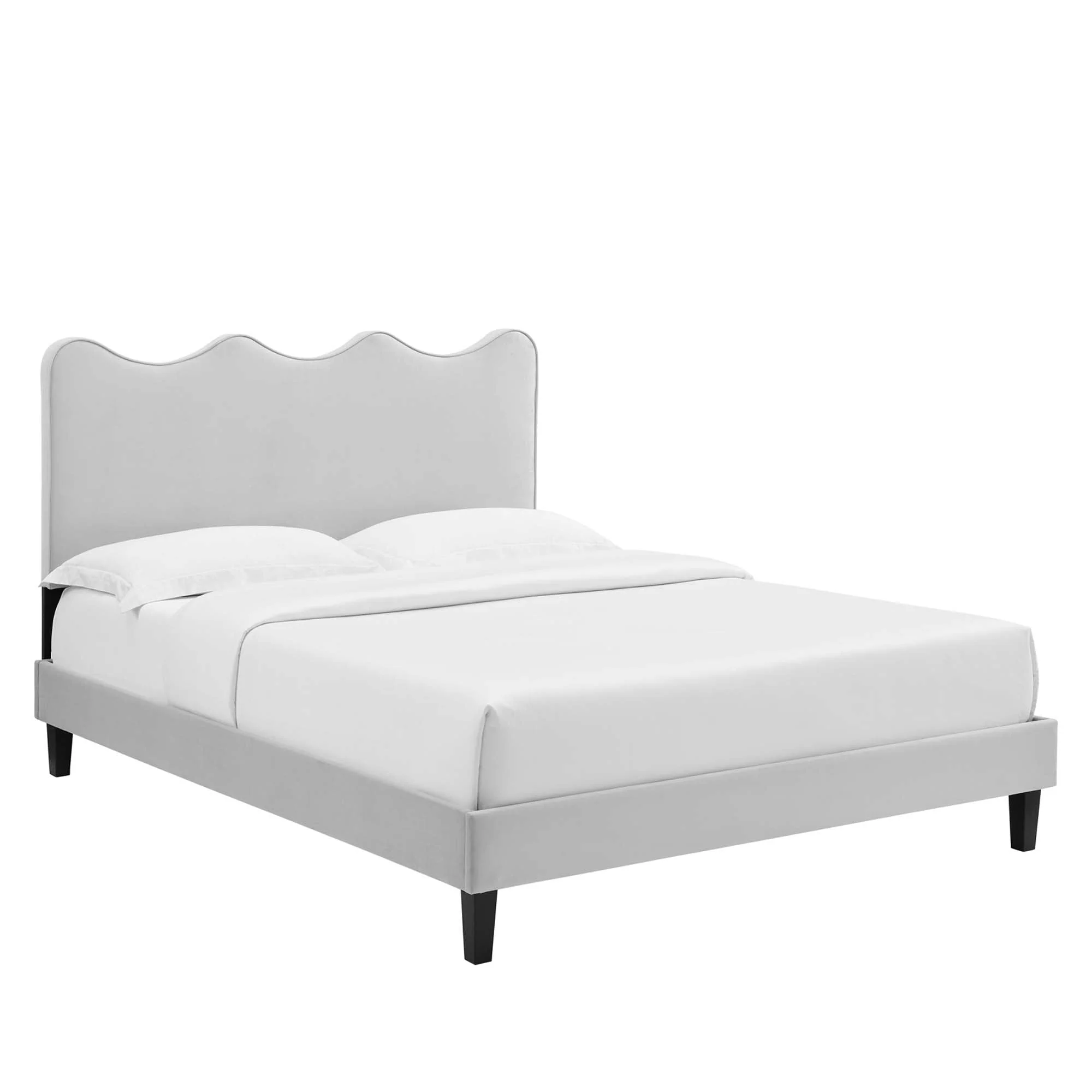 Scalloped Performance Velvet Platform Bed - Image 46