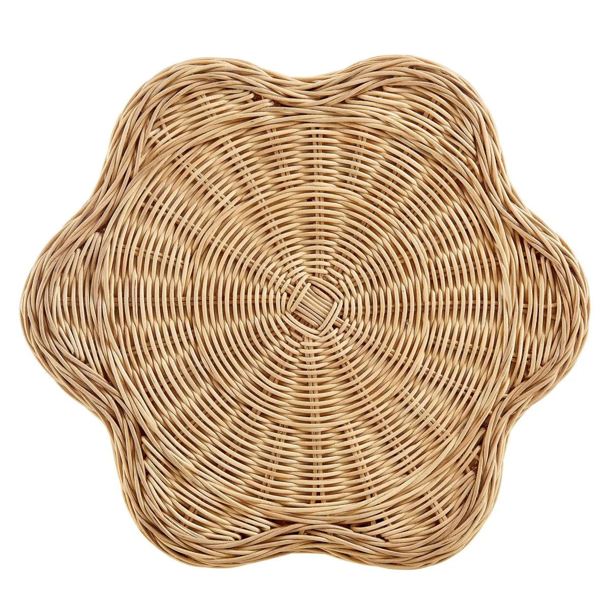 Scalloped Rattan Side Table Flower Design – Natural 17 Inch - Image 3