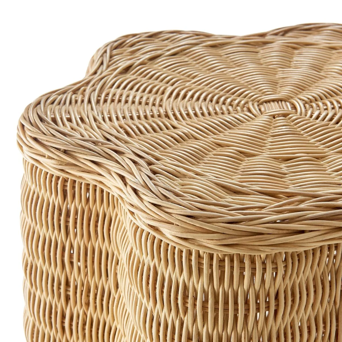 Scalloped Rattan Side Table Flower Design – Natural 17 Inch - Image 4