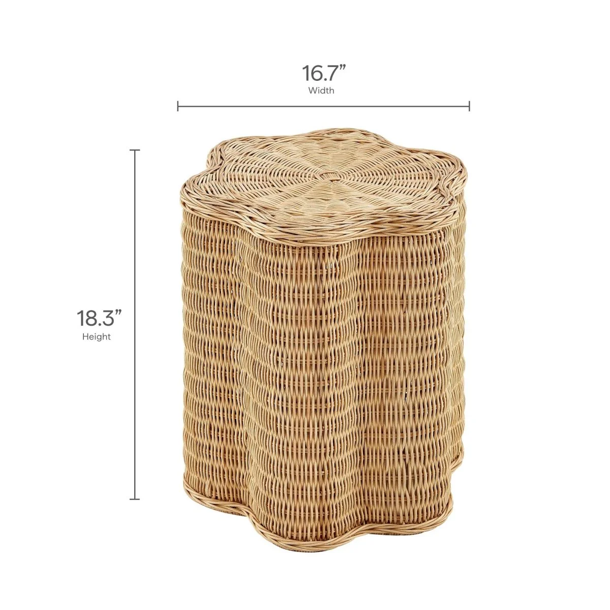 Scalloped Rattan Side Table Flower Design – Natural 17 Inch - Image 7