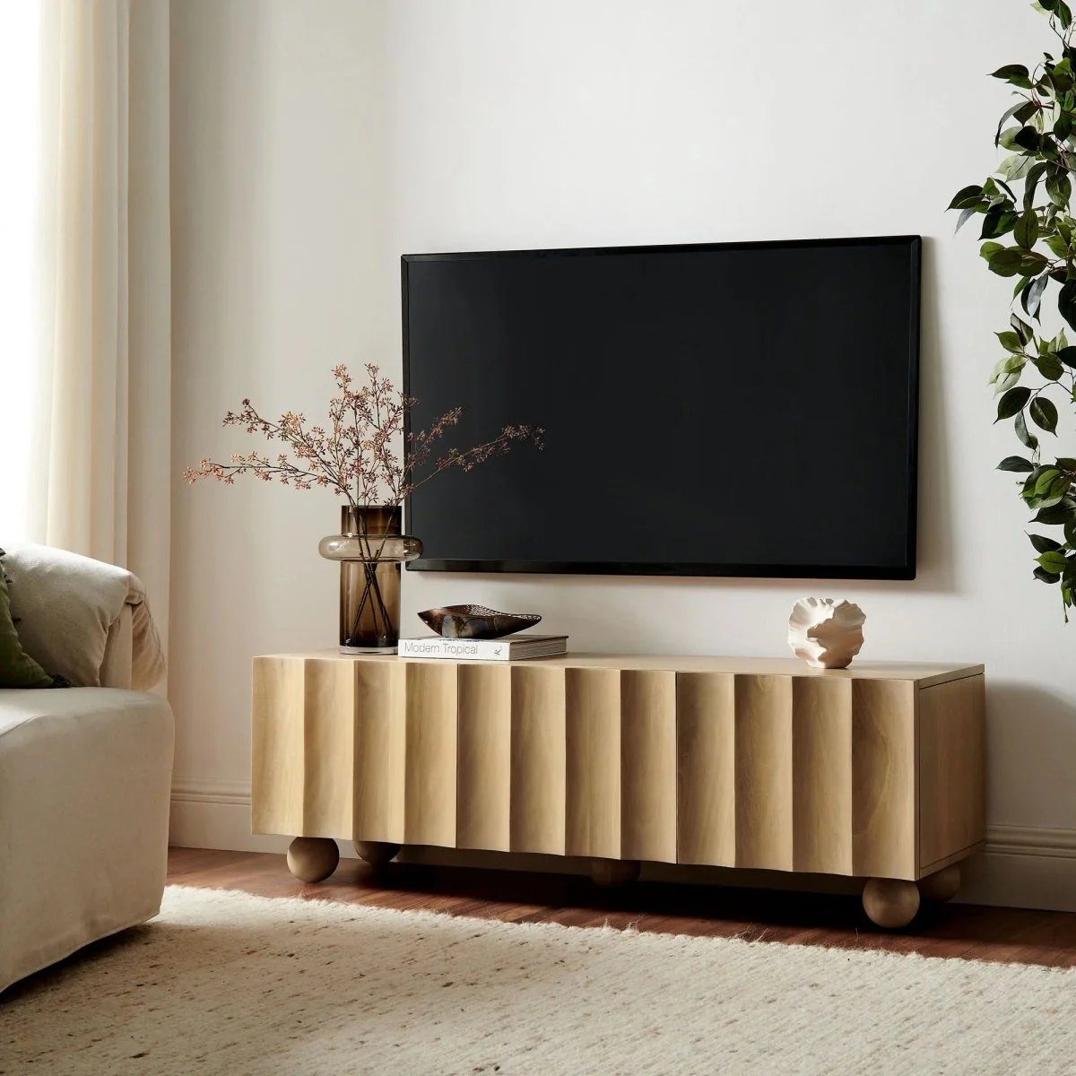 Scalloped Wood TV Stand 54 Inch - Image 14
