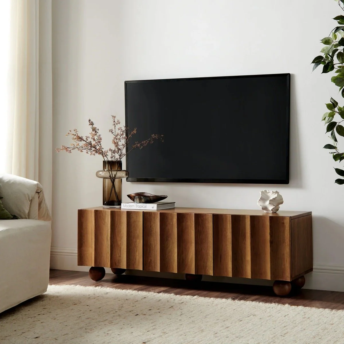 Scalloped Wood TV Stand 54 Inch - Image 3