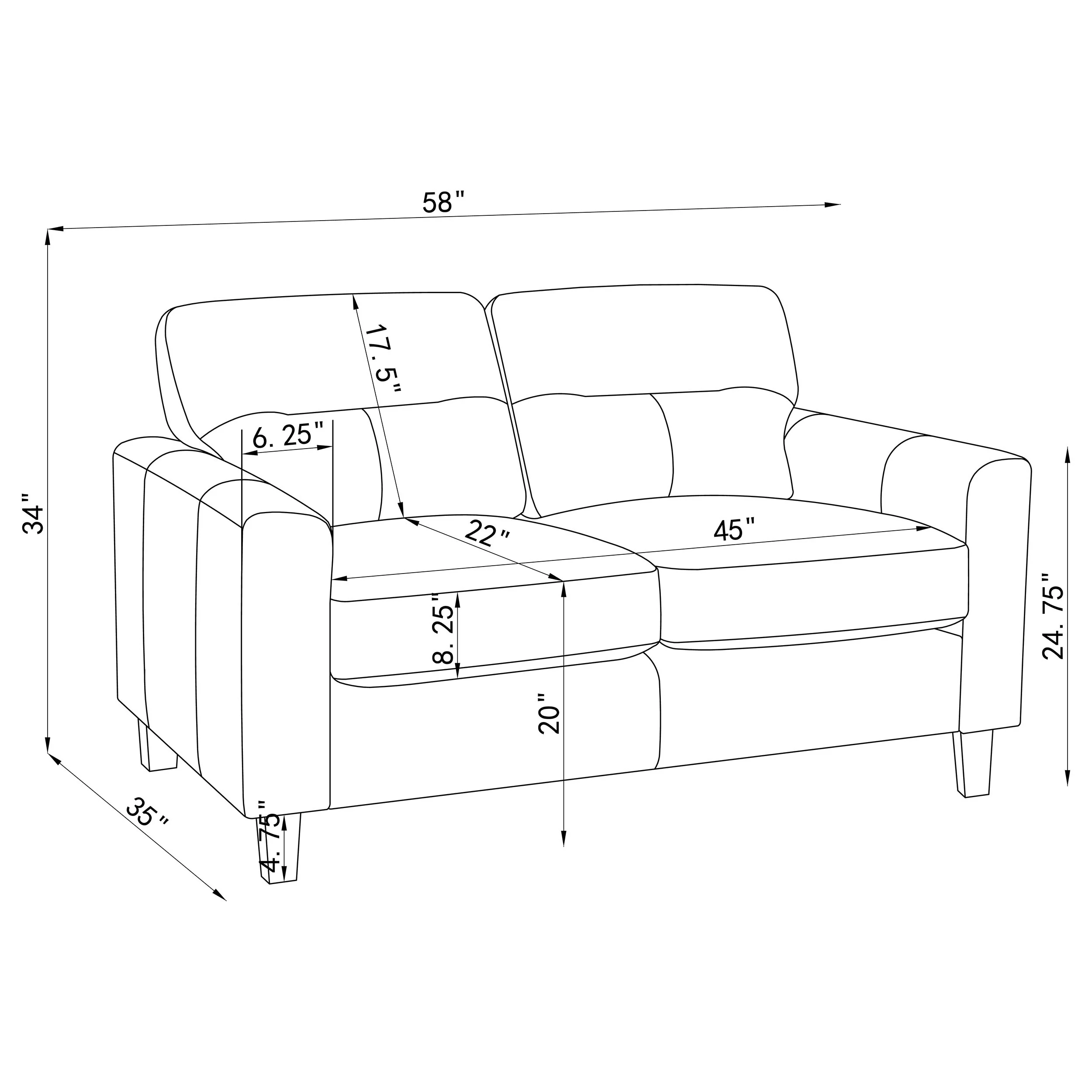 Scotland Faux Leather Track Arm Loveseat, Brown - Image 6