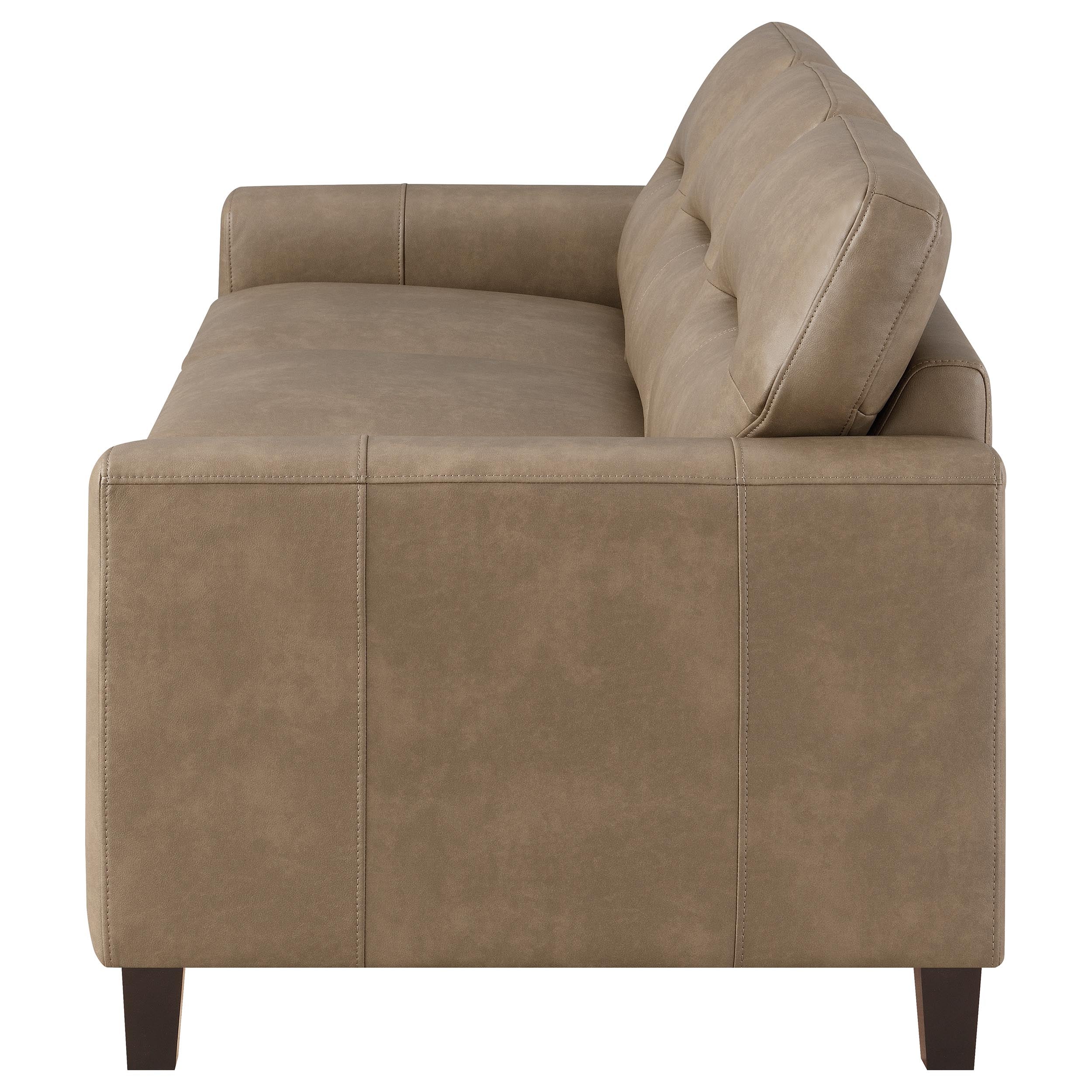 Scotland Faux Leather Track Arm Sofa in Brown - Image 4