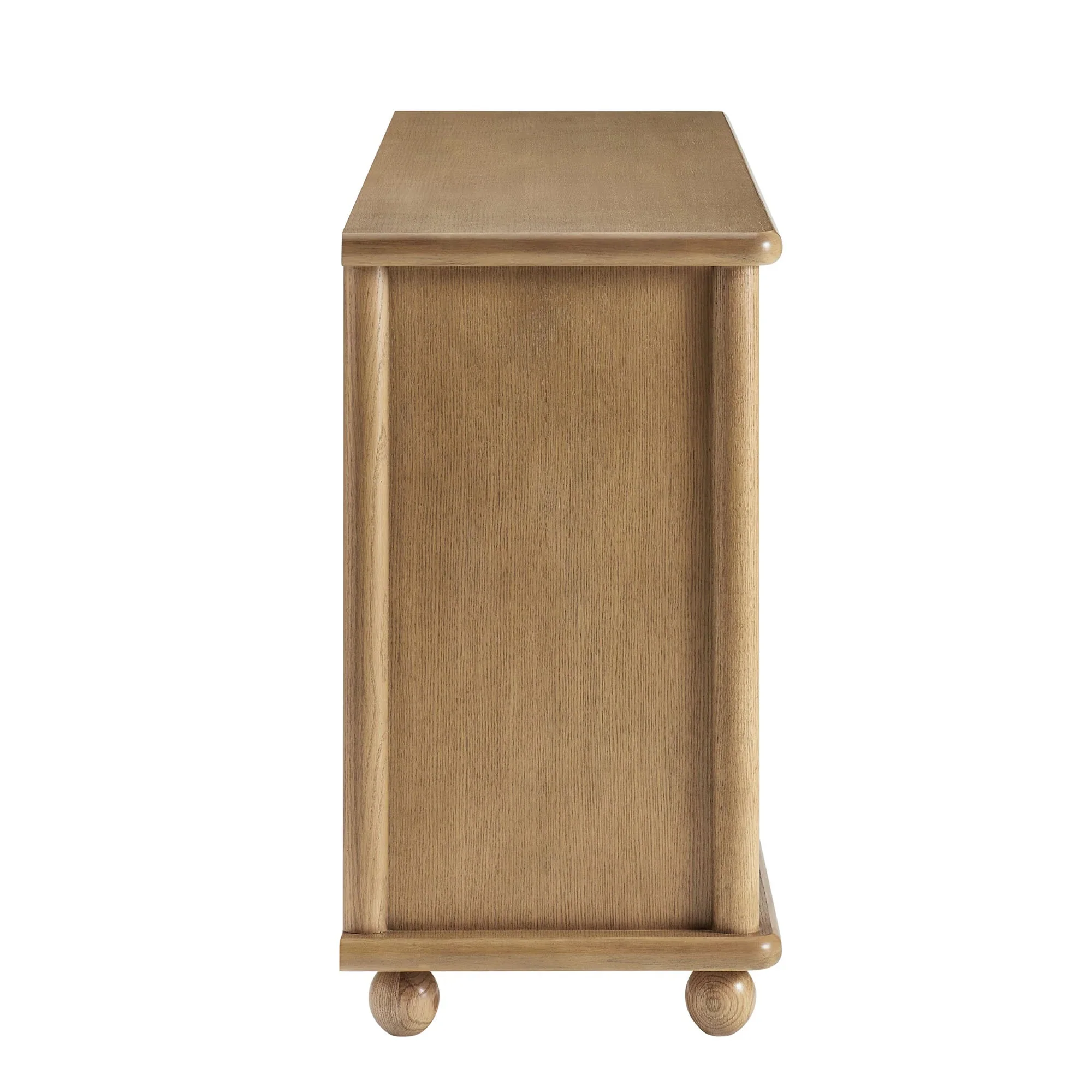 Seagrass Door Sideboard Storage Cabinet – Oak Wood 71 Inch - Image 3