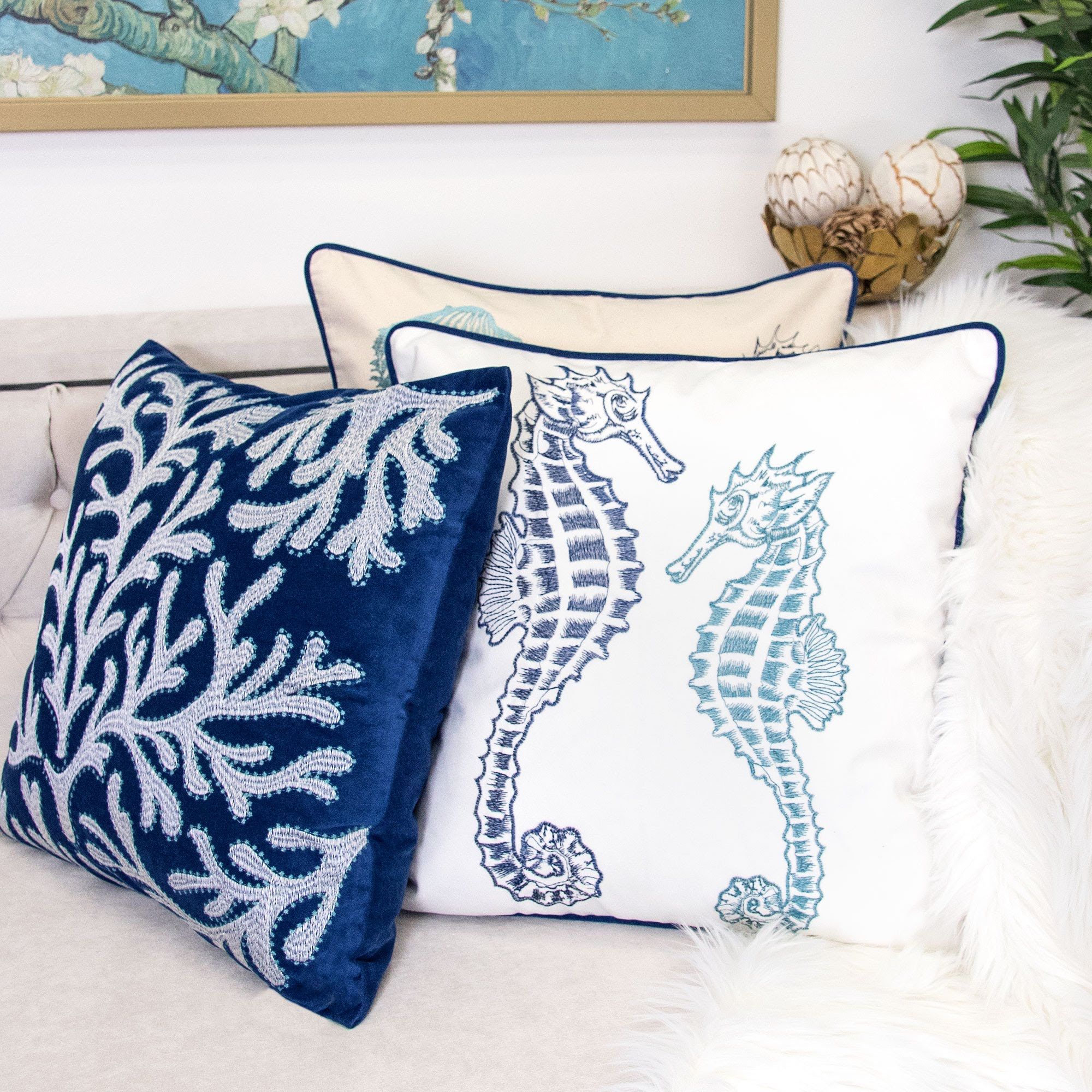 Seahorses Pillow Cover With Matching Back - Image 11