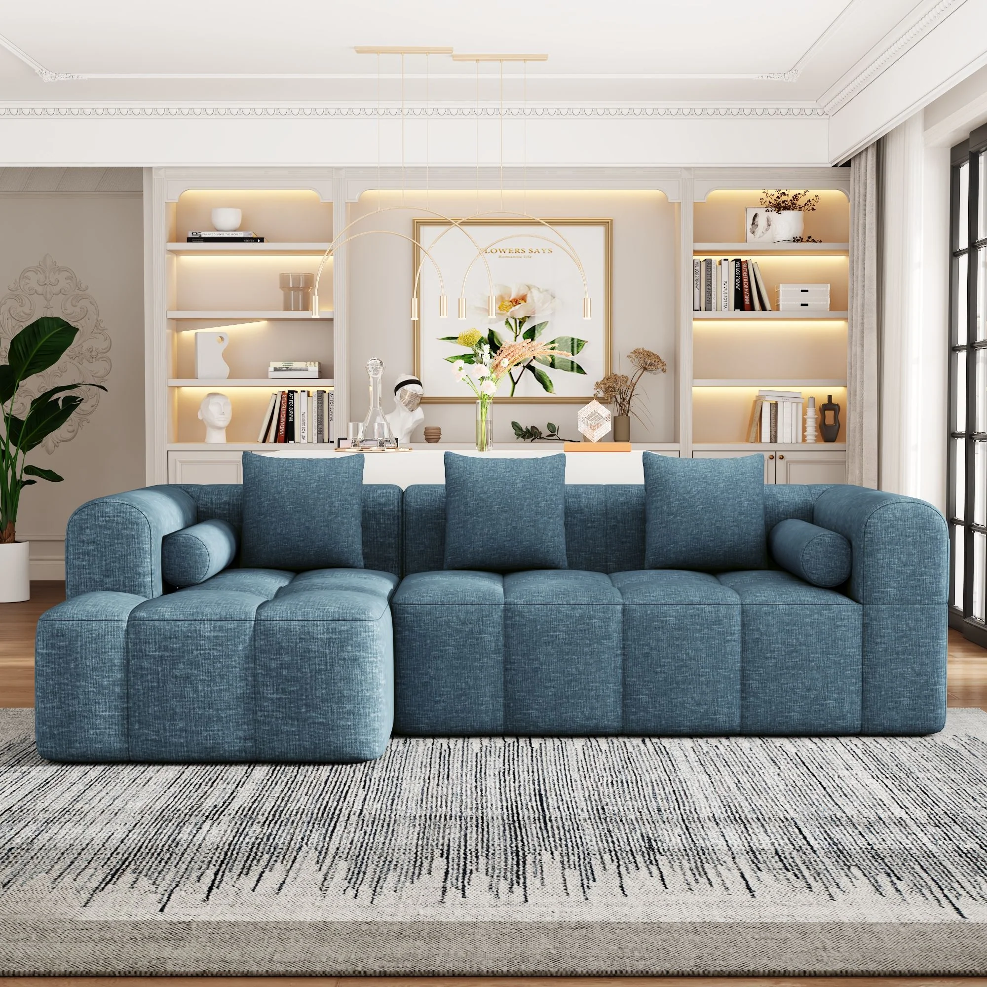 Sectional Free Combined Sofa With 2 Side Pockets - Image 24