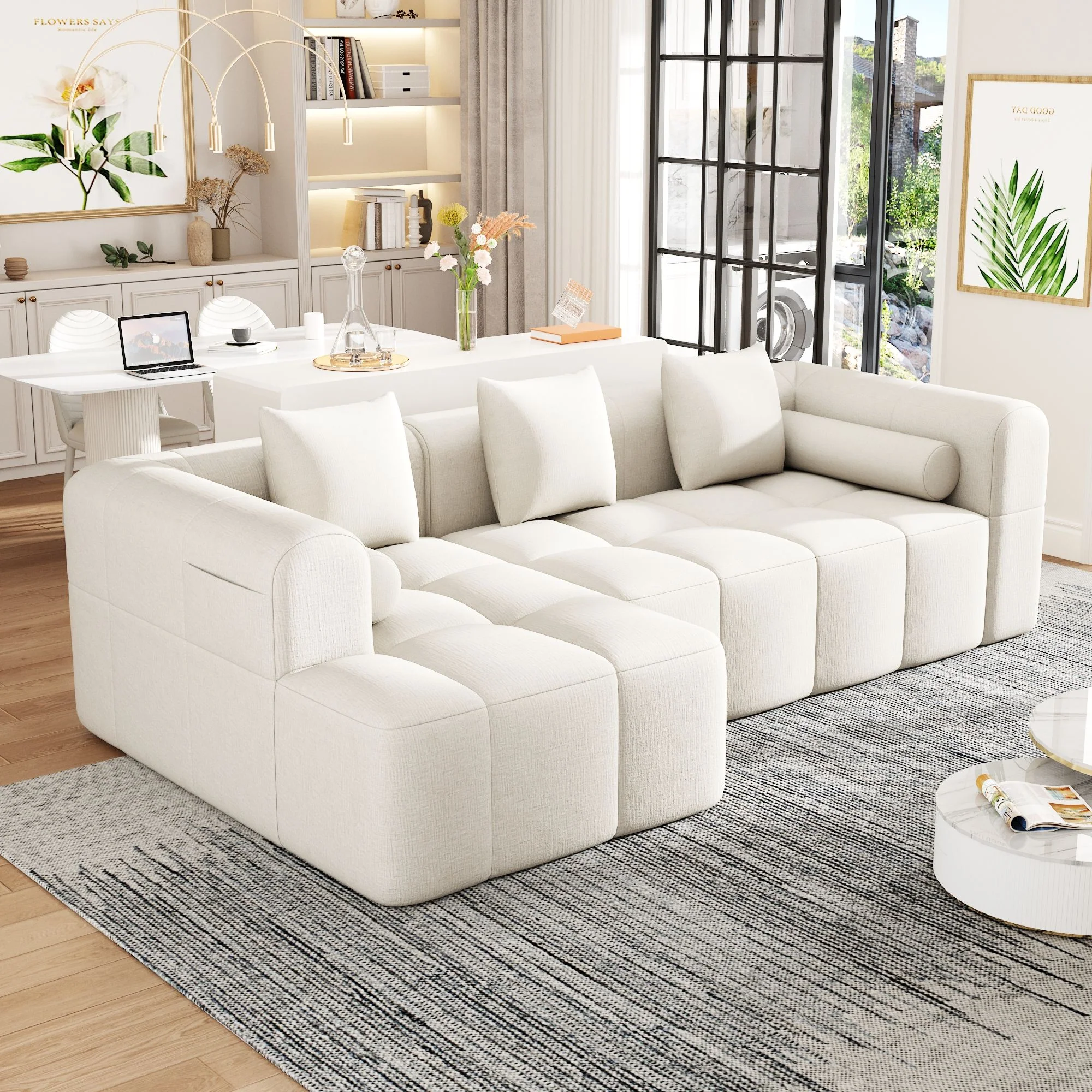 Sectional Free Combined Sofa With 2 Side Pockets - Image 29