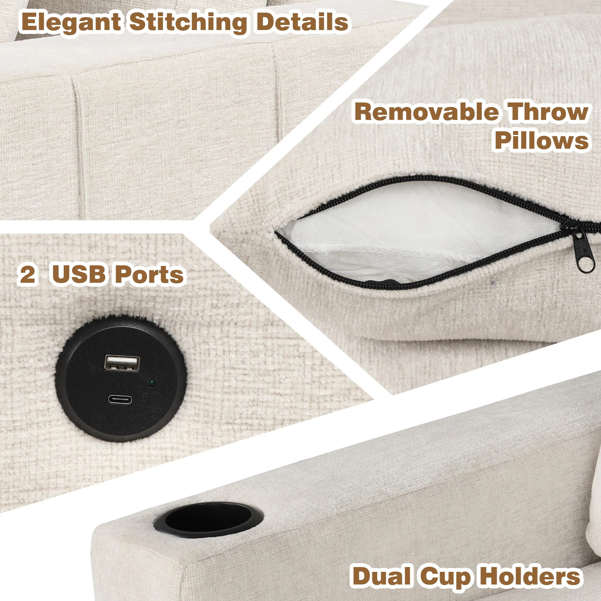 Sectional Sofa Convertible Pull-Out Sofa Bed With A Movable Storage Ottoman For Living Room - Image 12