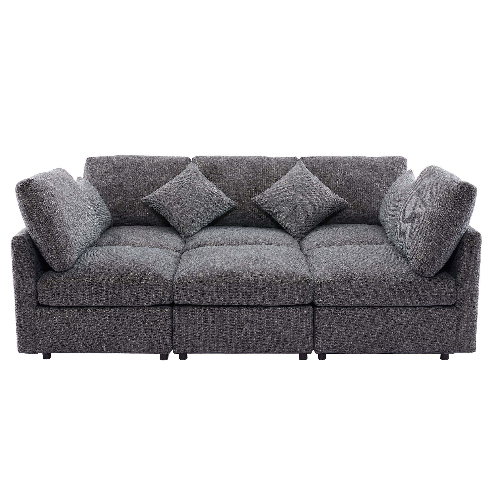 Sectional Sofa Modular U-Shaped With Ottoman & USB Ports - Image 2